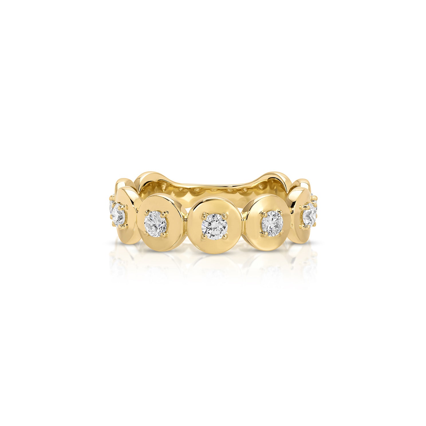 Diamond and Gold Round Station Ring