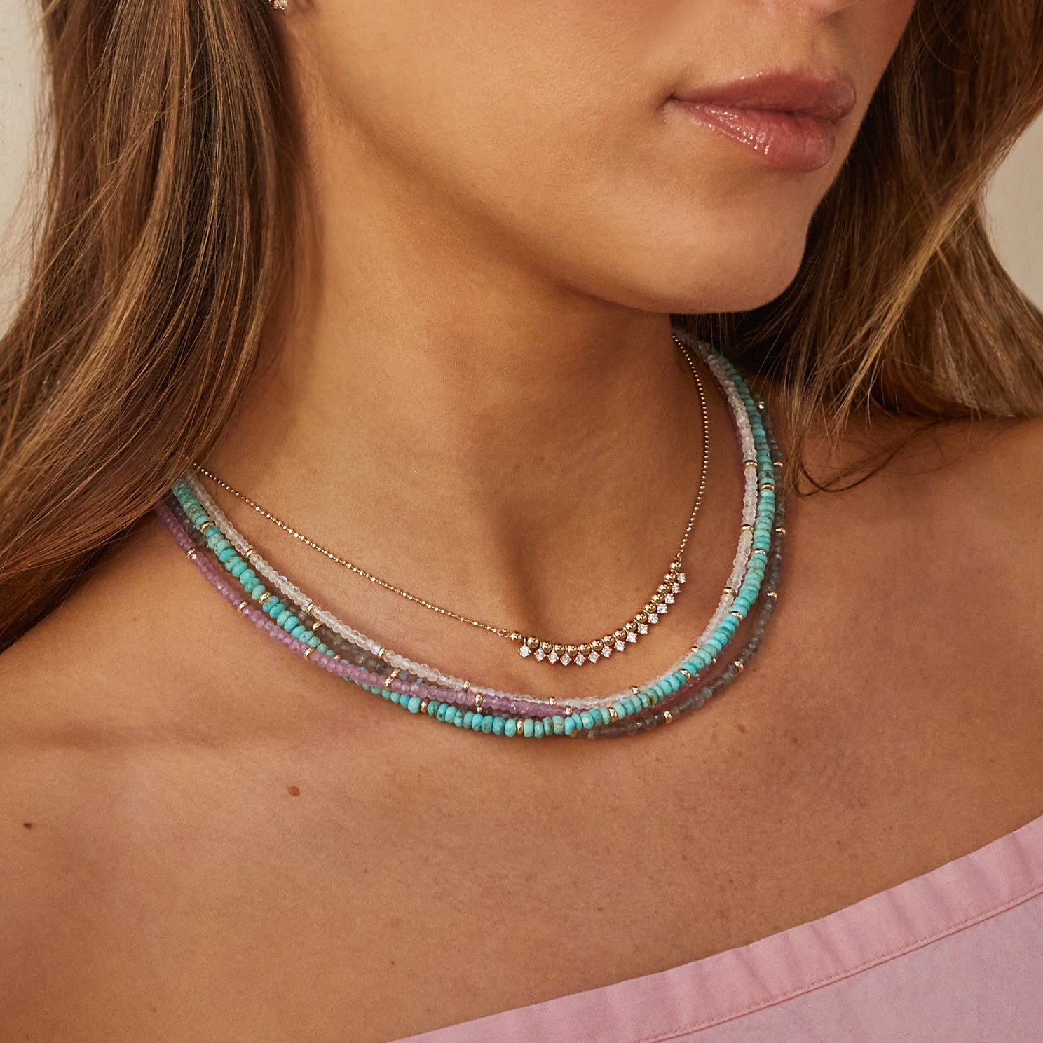 Birthstone Bead Necklace 
In Labradorite