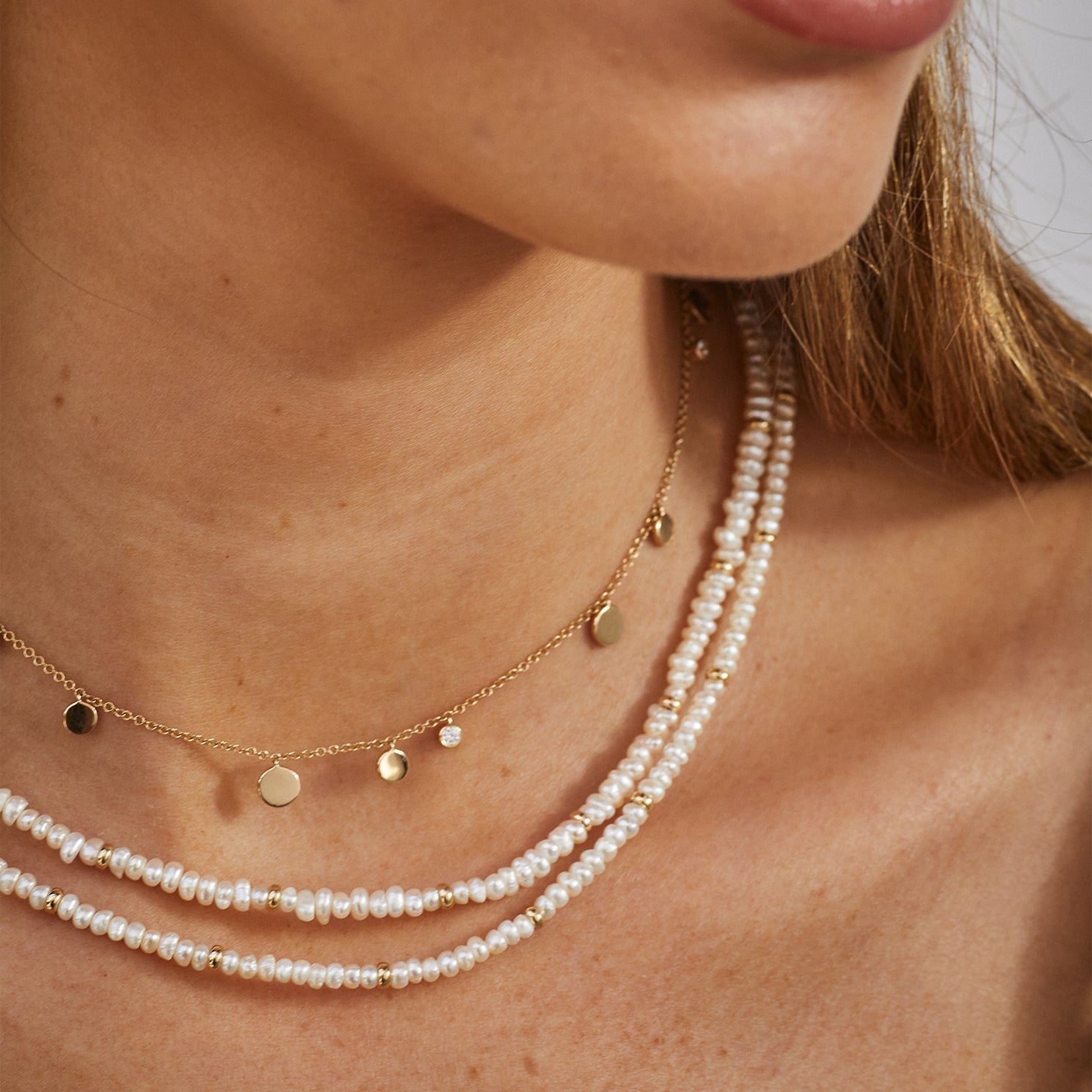 Birthstone Bead Necklace In Pearl