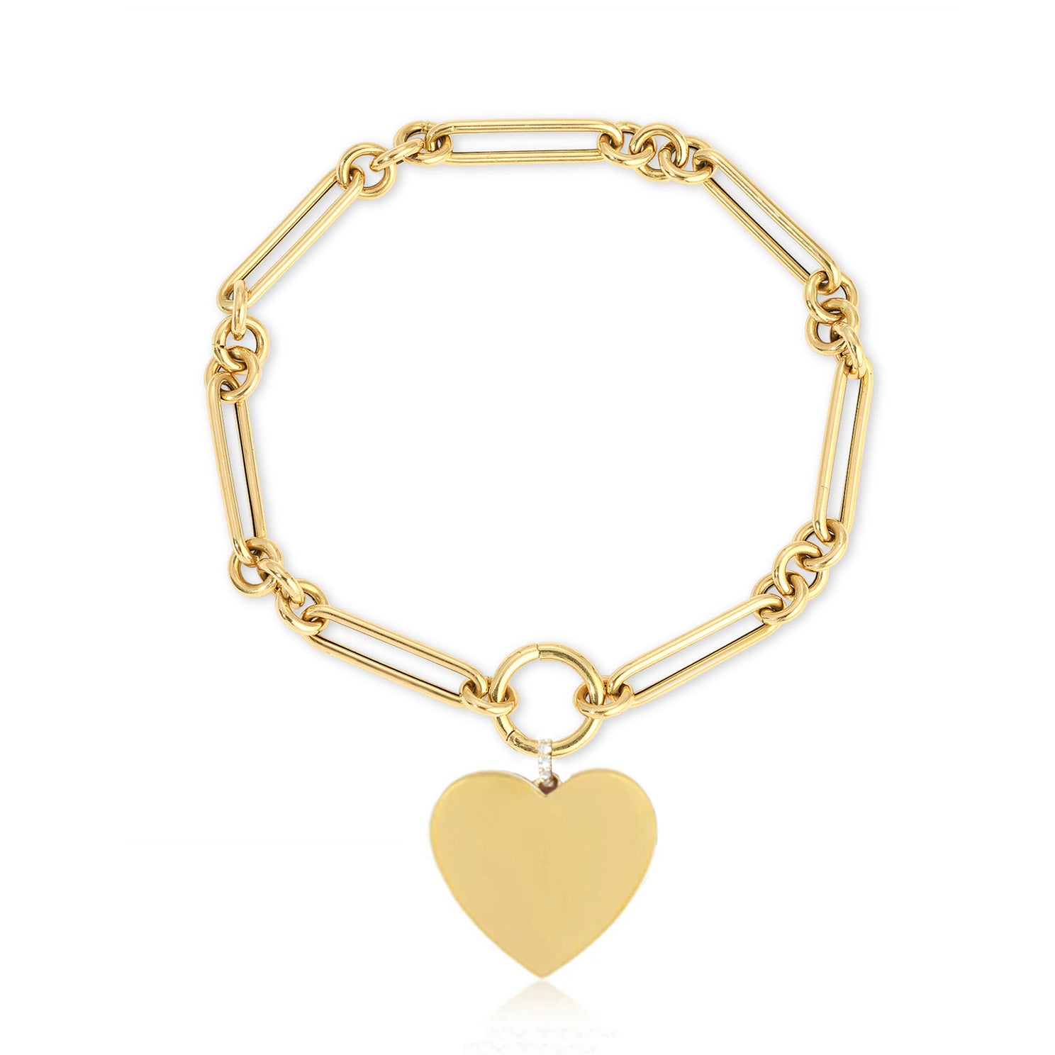 Gold Jumbo Heart Charm Bracelet
