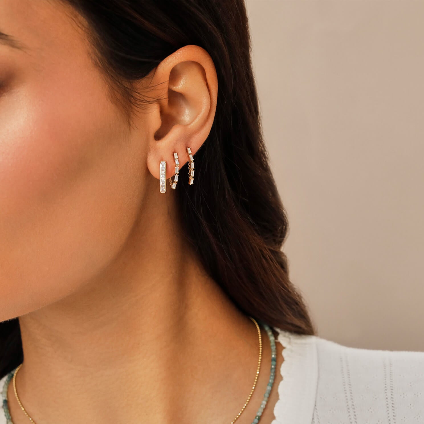 Diamond Baguette Jumbo Lola Hoop Earrings