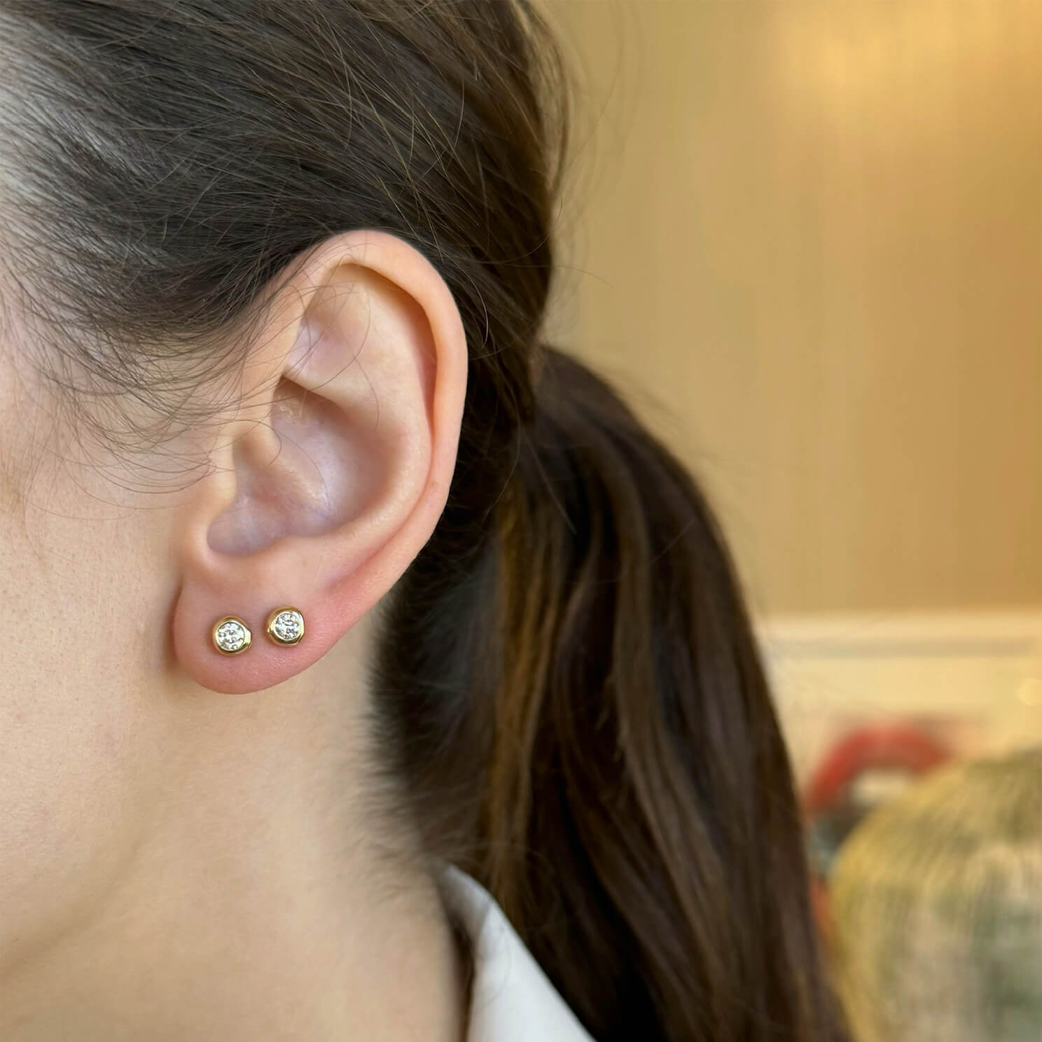 Diamond Pillow Stud Earrings