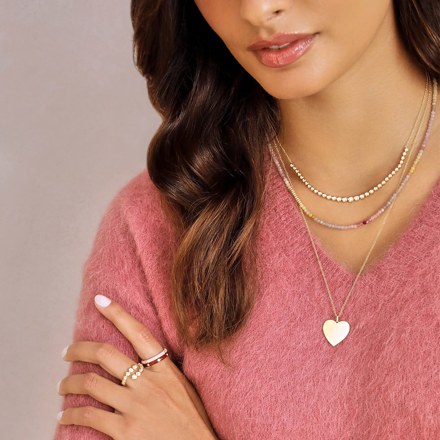 Graduated Diamond Pillow Necklace