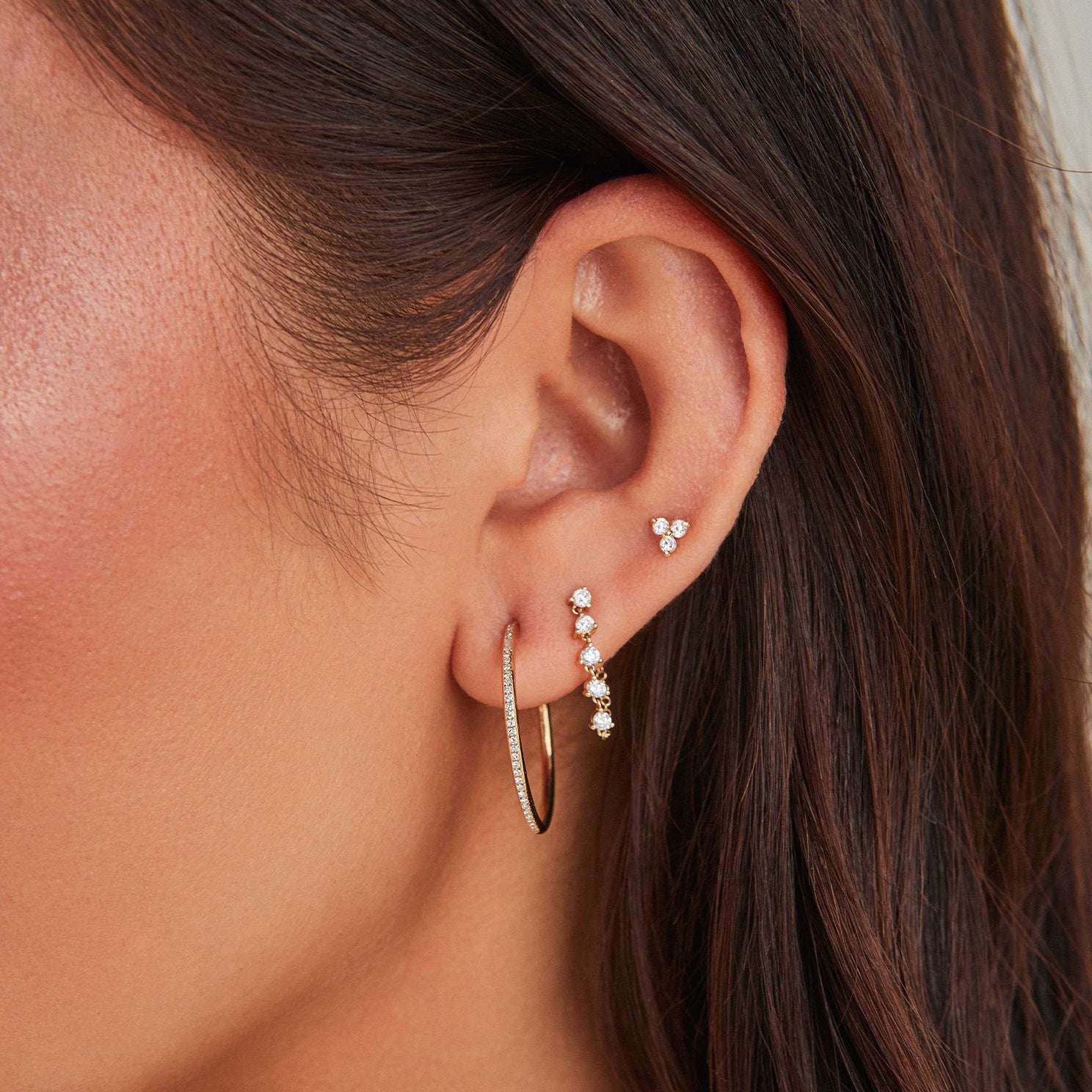 Diamond Trio Stud Earring