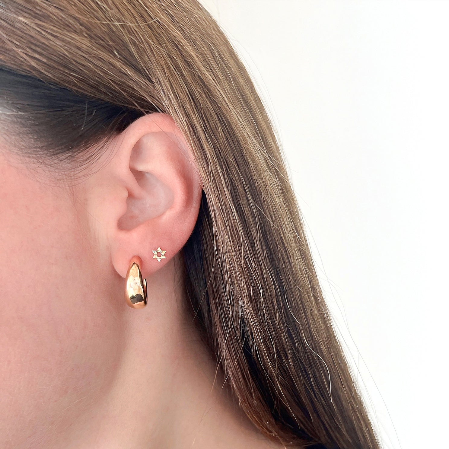 Gold Star of David Earring