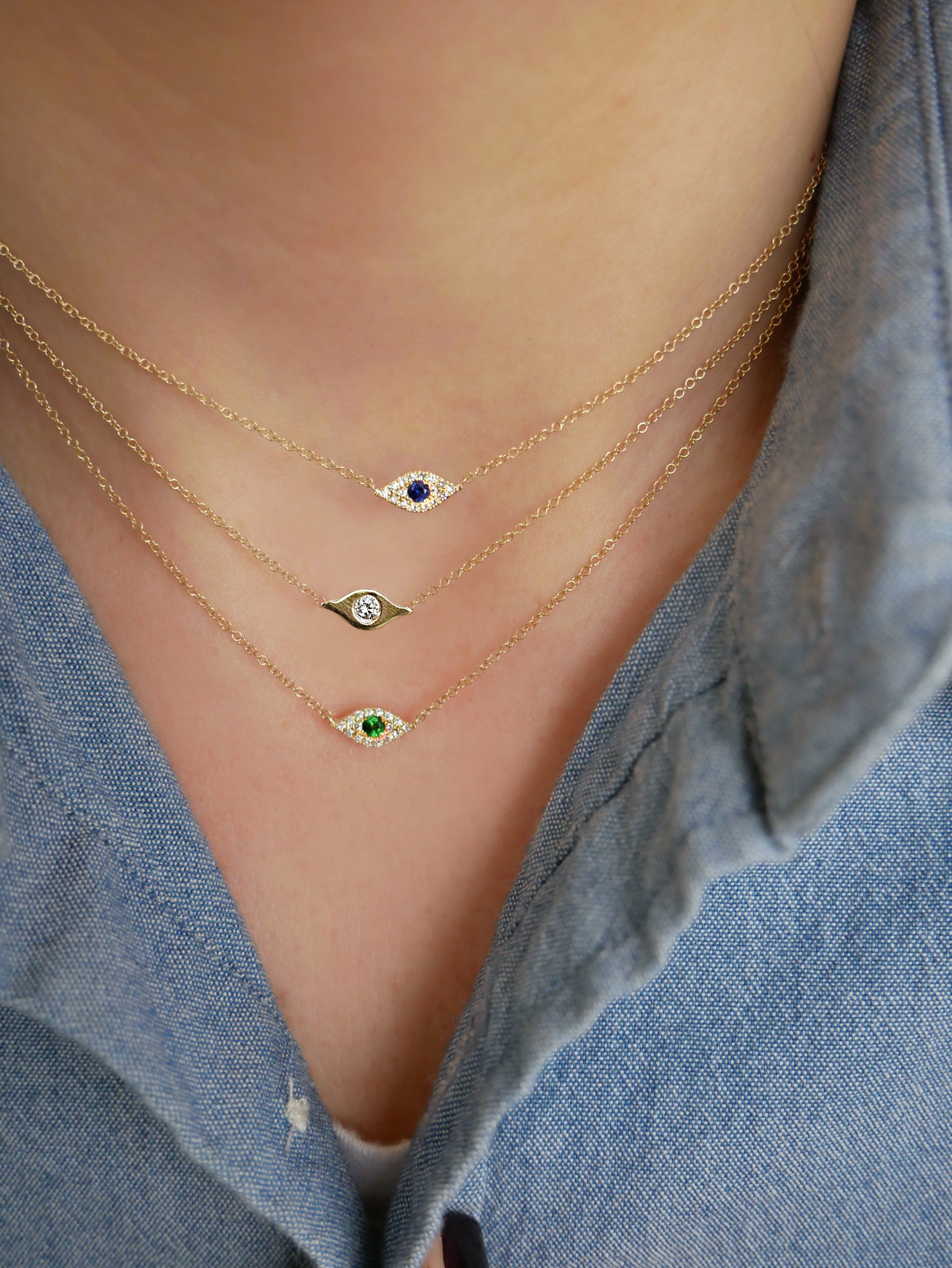 Diamond Tsavorite Evil Eye Choker