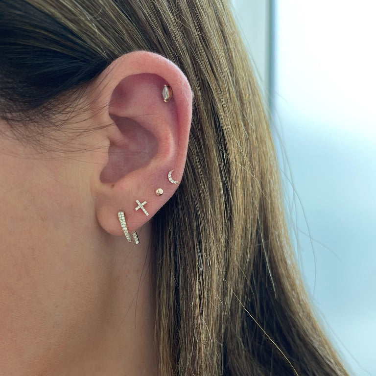 Baby Diamond Moon Stud Earring
