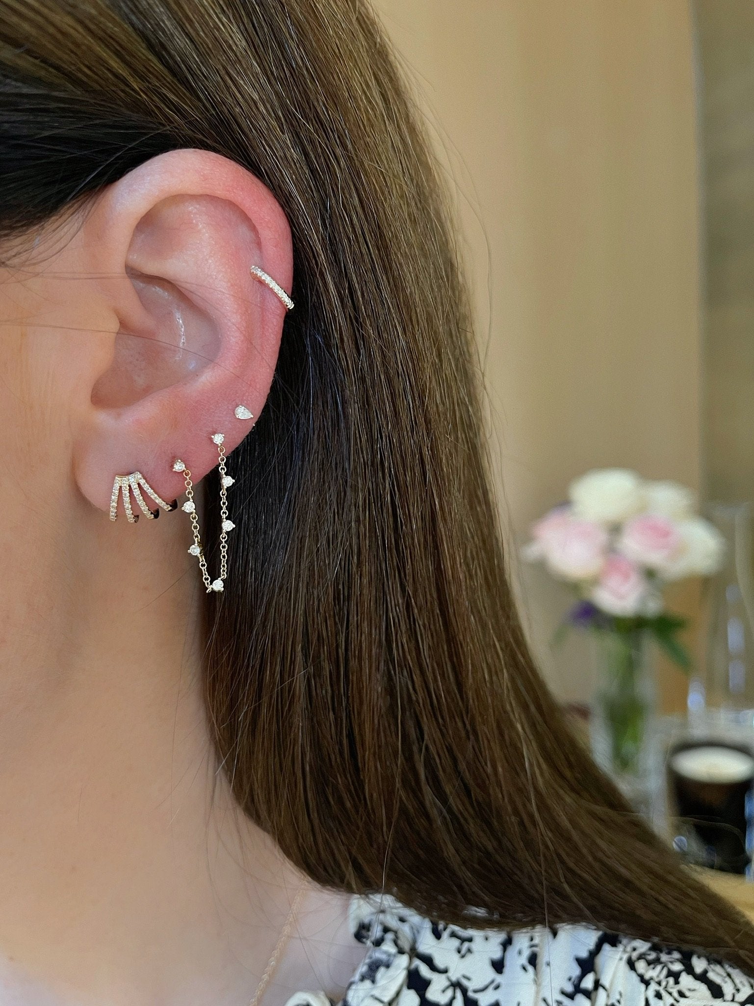 Mini Diamond Pear Stud Earring