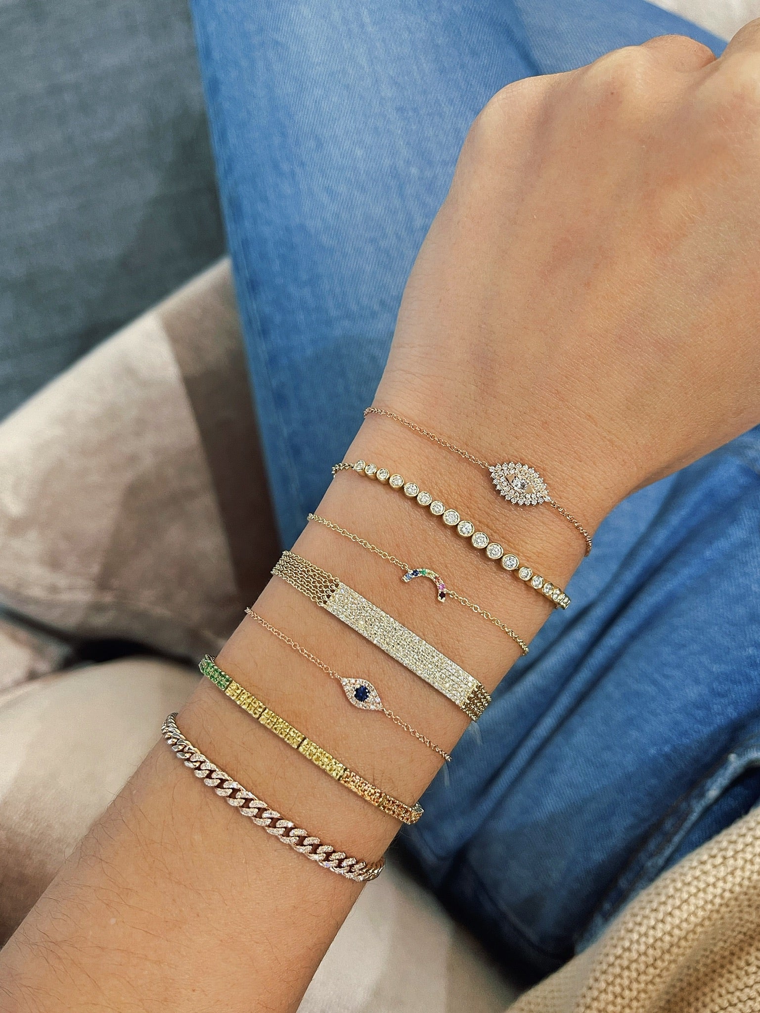 Diamond Evil Eye Chain Bracelet