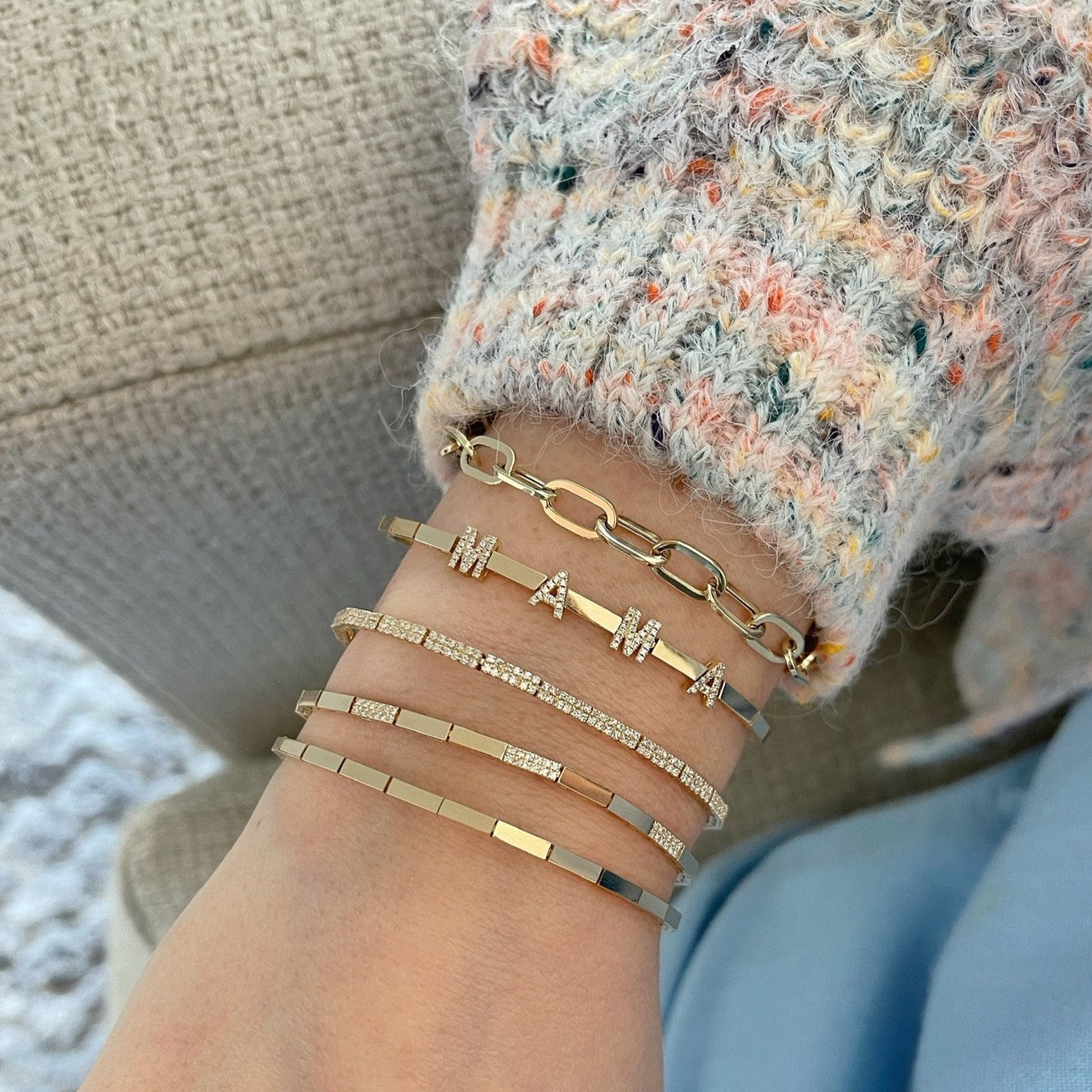 Gold & Diamond Name Eternity Bracelet