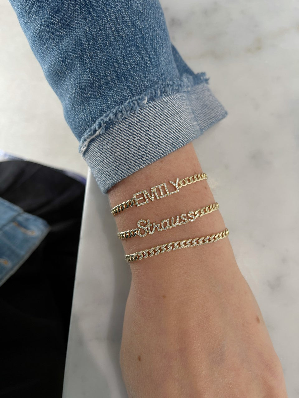 Diamond Name Curb Chain Bracelet