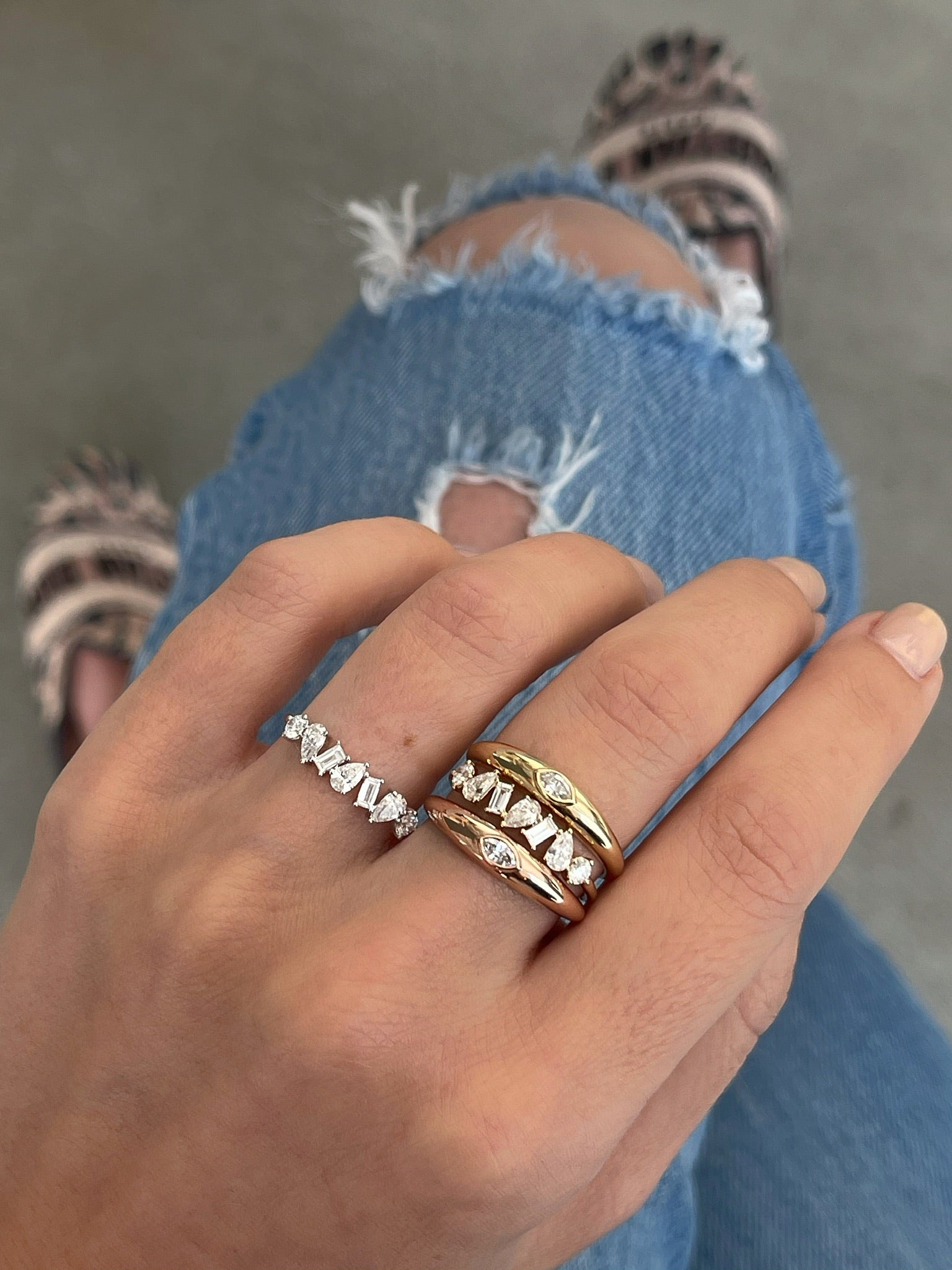 Jumbo Multi Faceted Diamond Ring