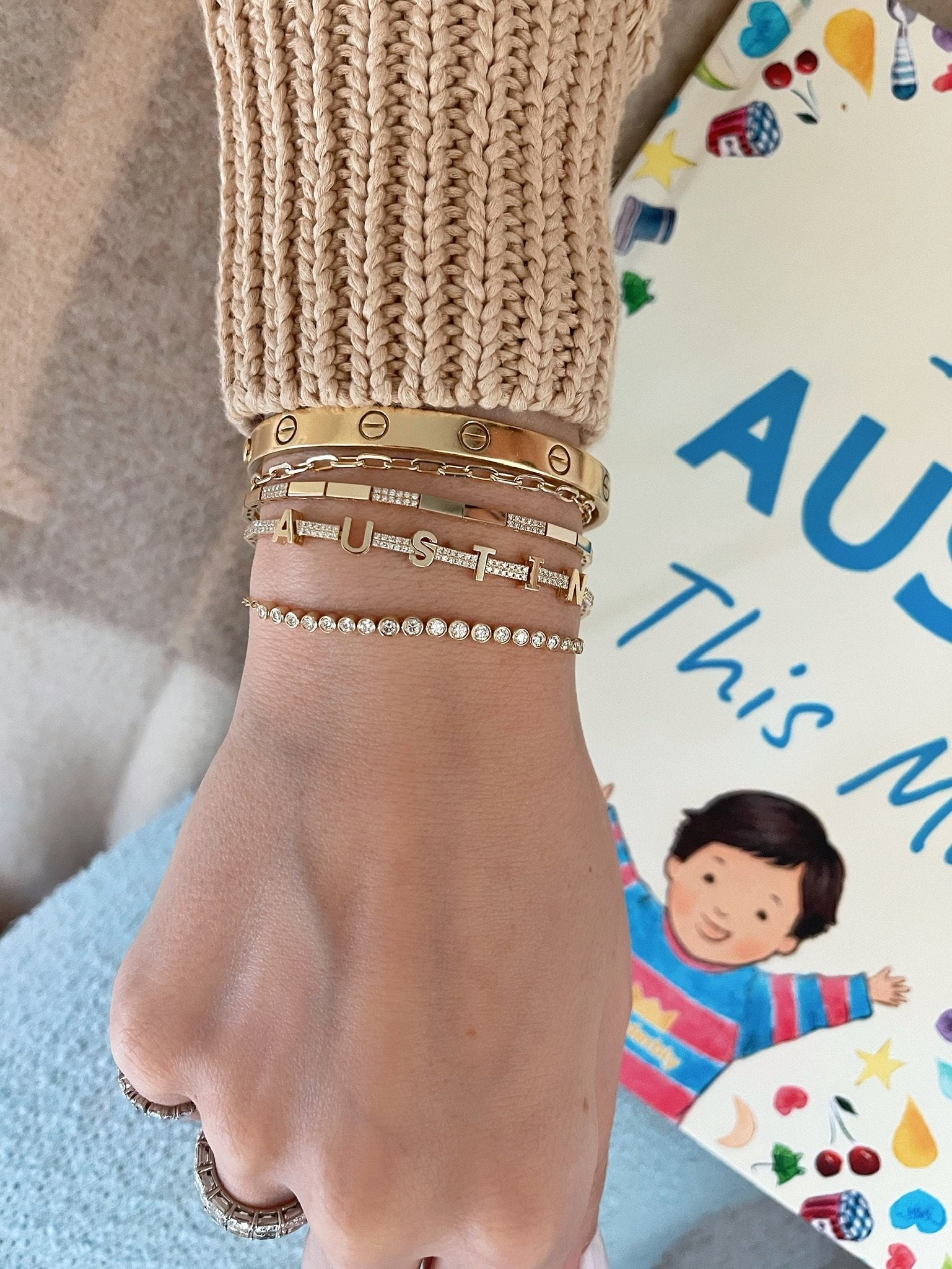 Diamond & Gold Name Eternity Bracelet