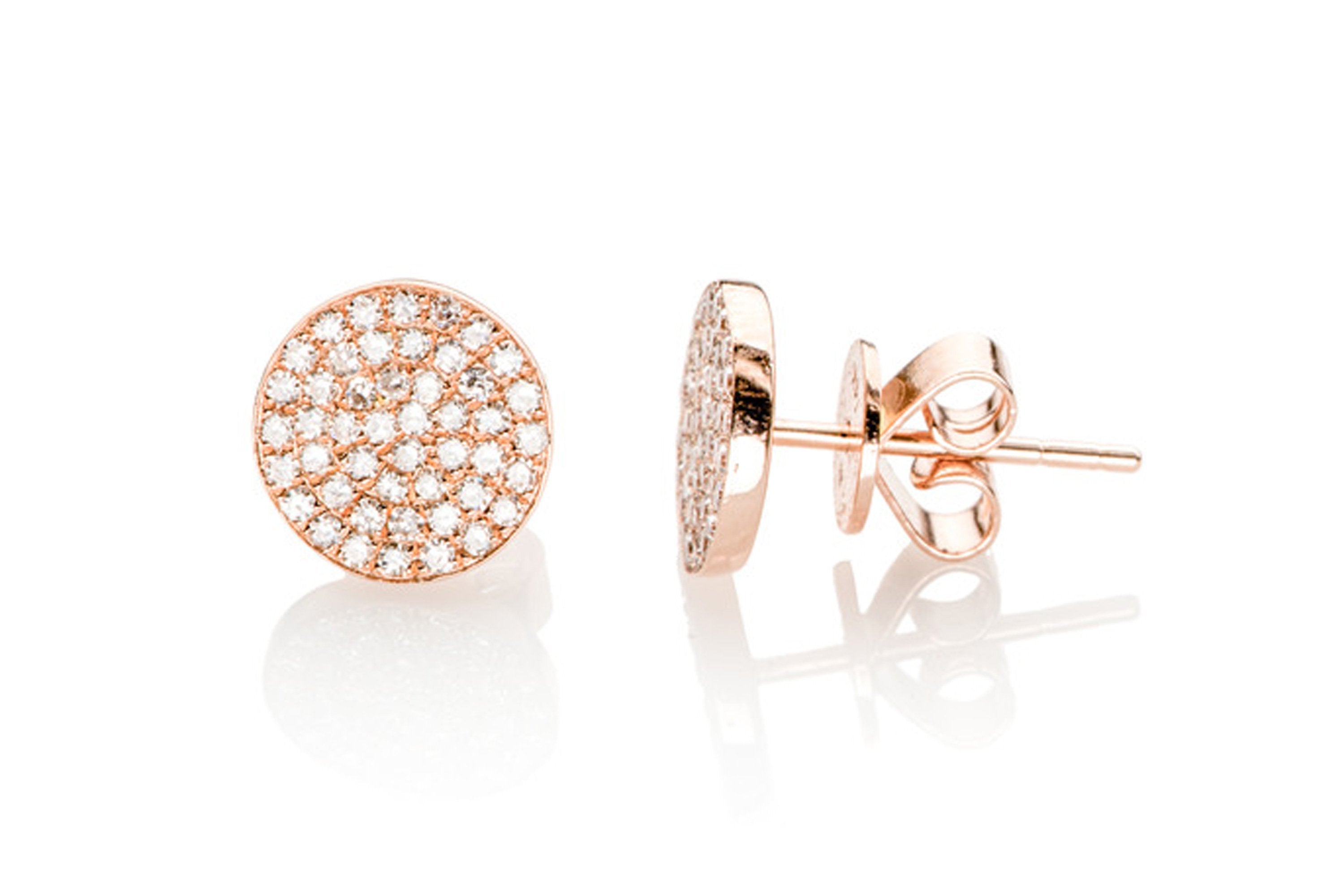 Diamond Disc Stud Earring