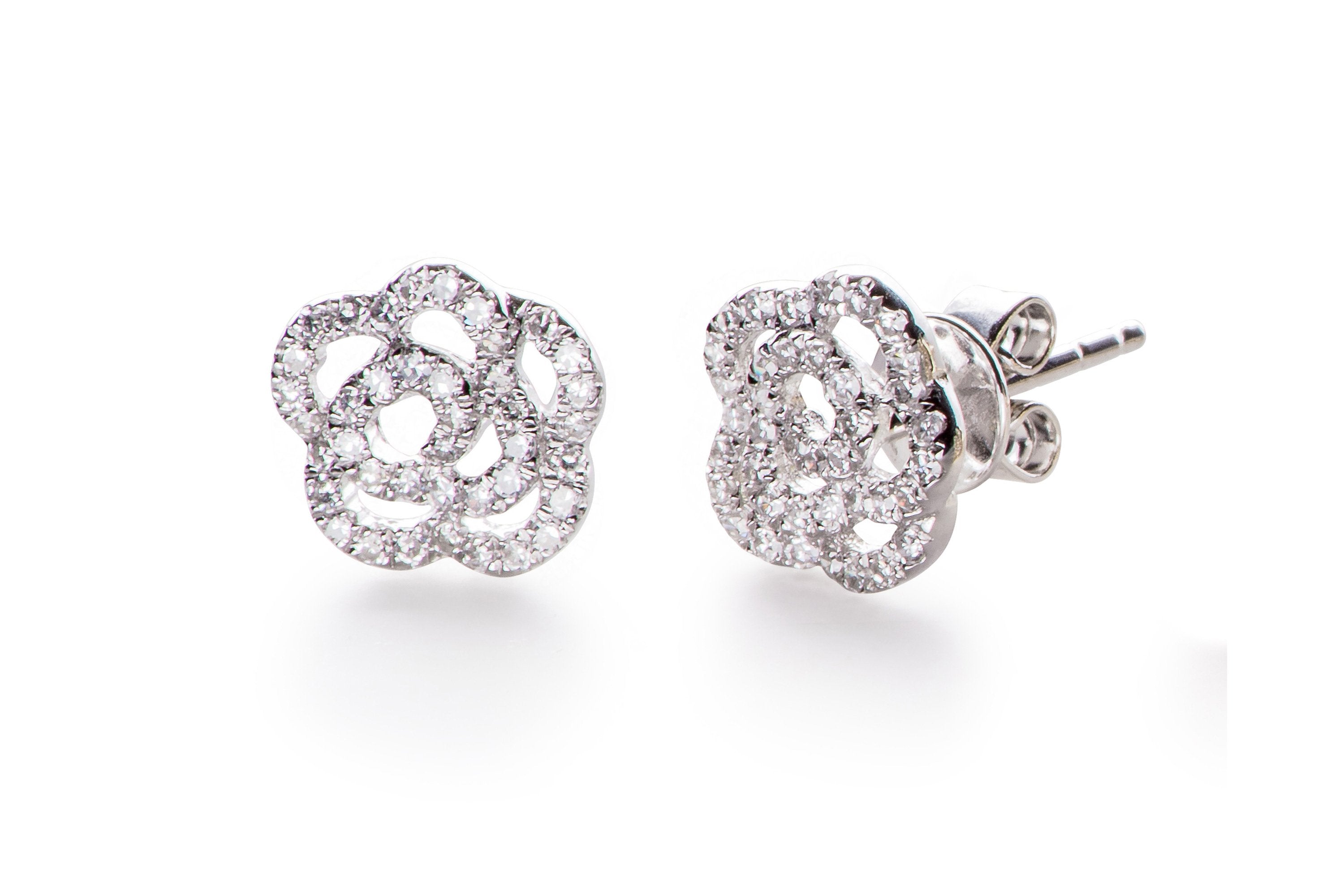 Diamond Rose Stud Earring