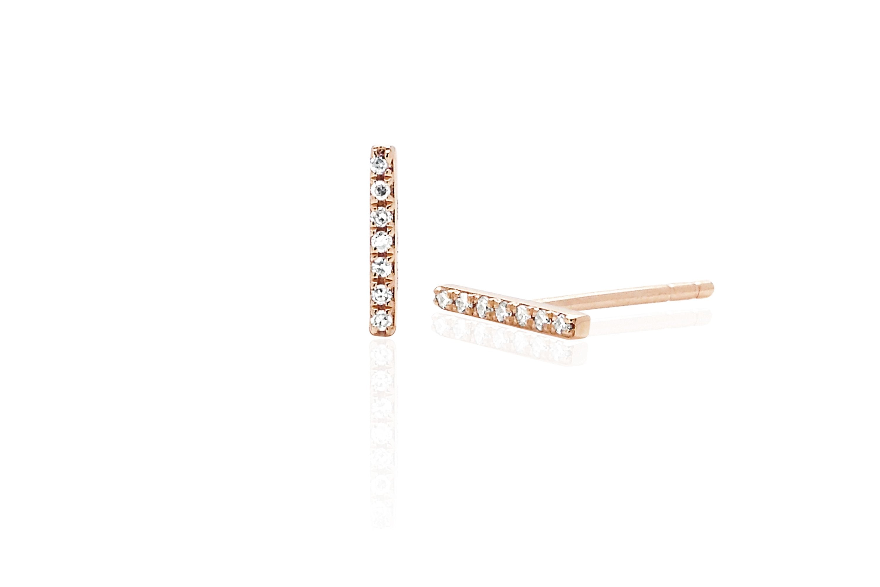Diamond Bar Stud Earring