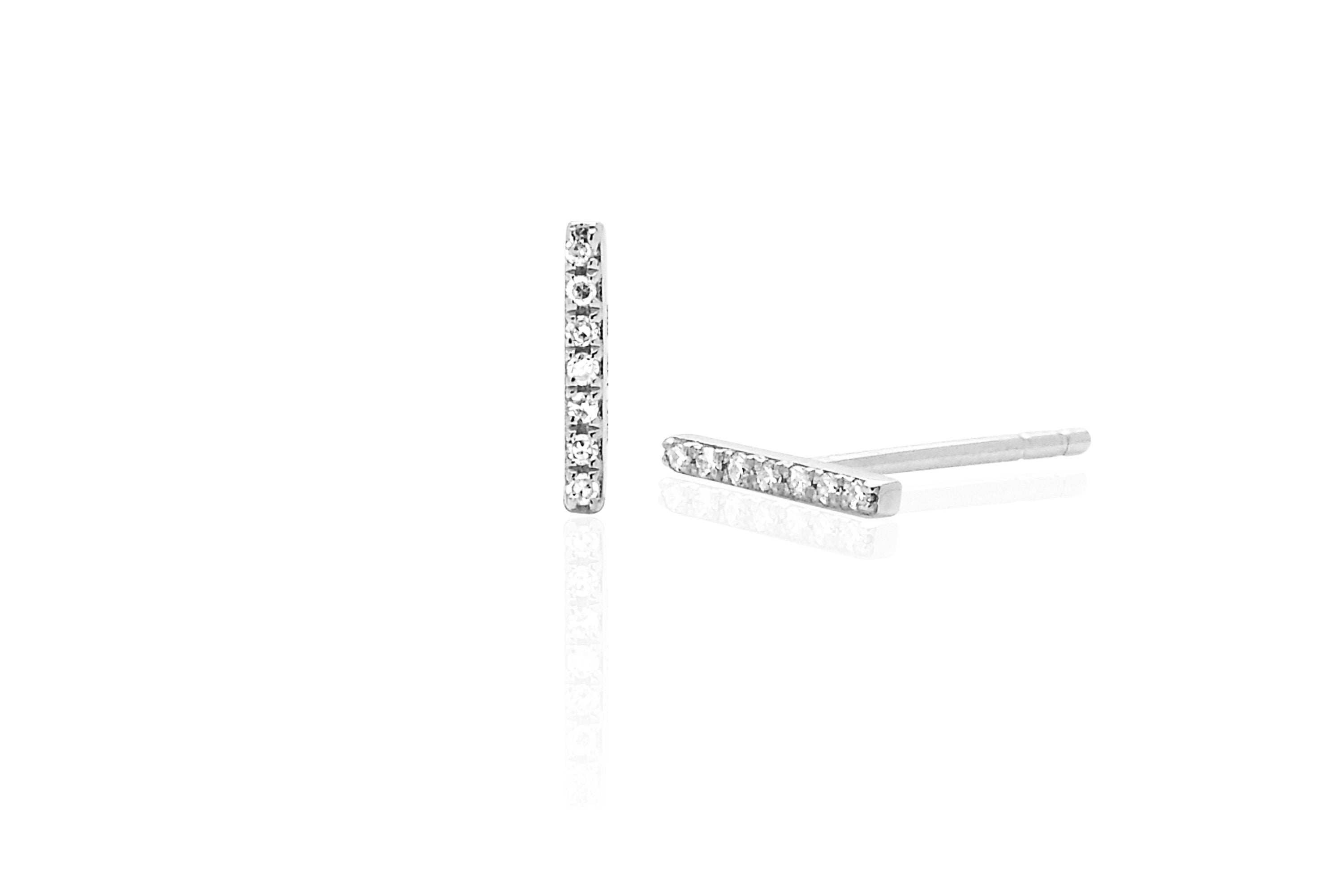 Diamond Bar Stud Earring