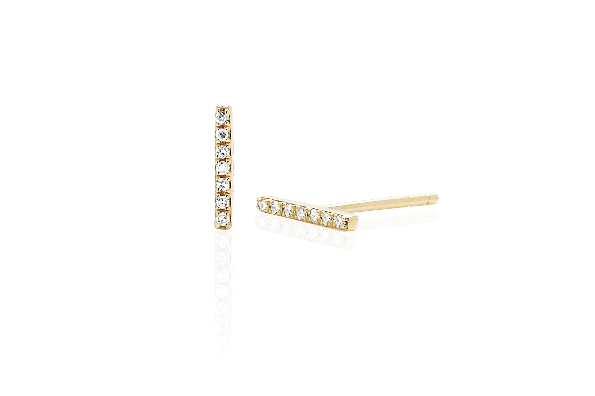 EF Collection Diamond Bar Stud Earrings - 1