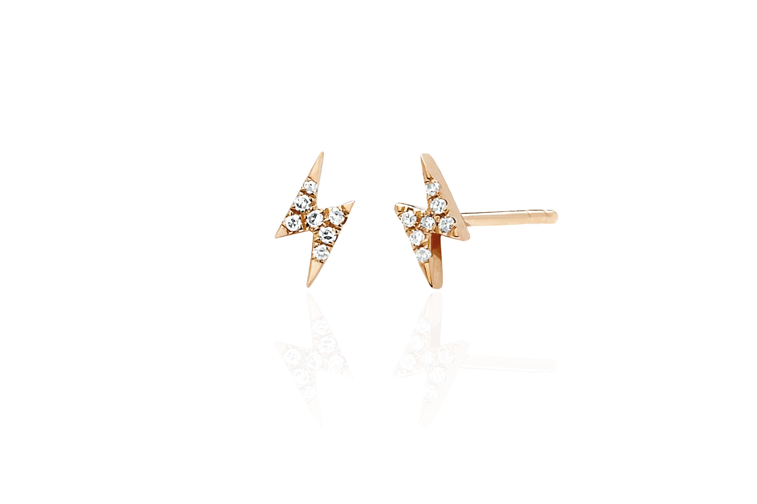 Diamond Mini Lightning Bolt Stud Earring