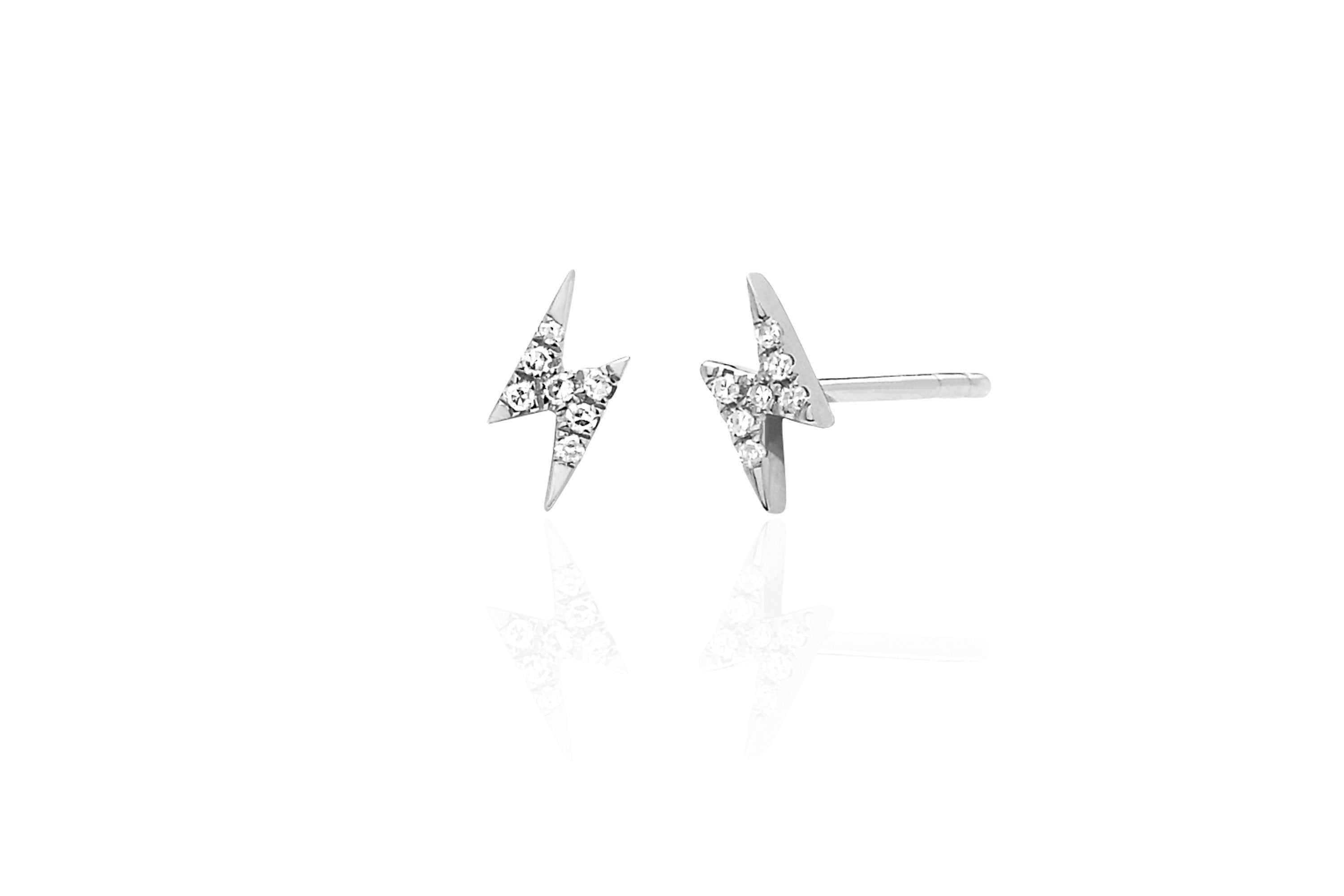 Diamond Mini Lightning Bolt Stud Earring