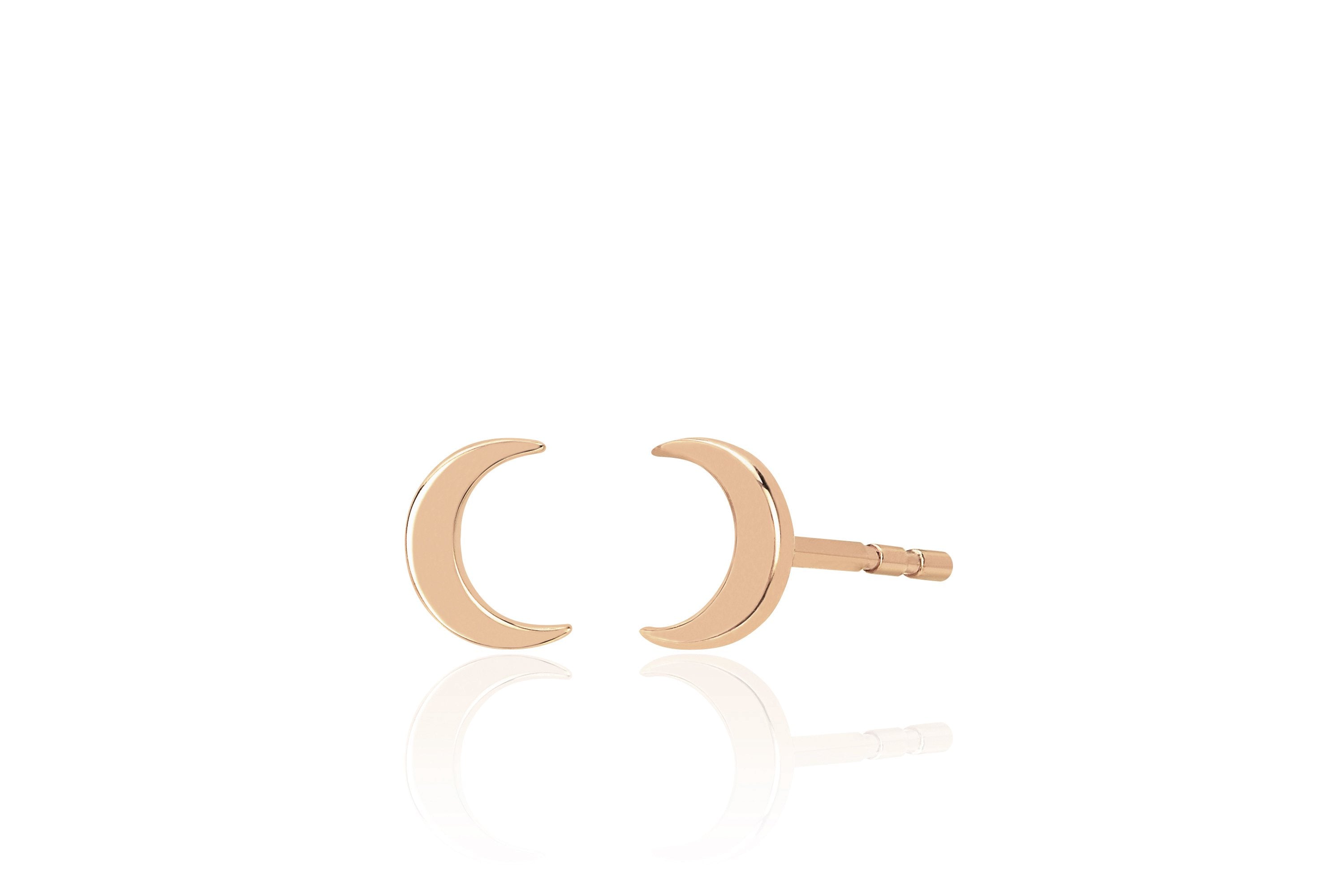Gold Mini Moon Stud Earring