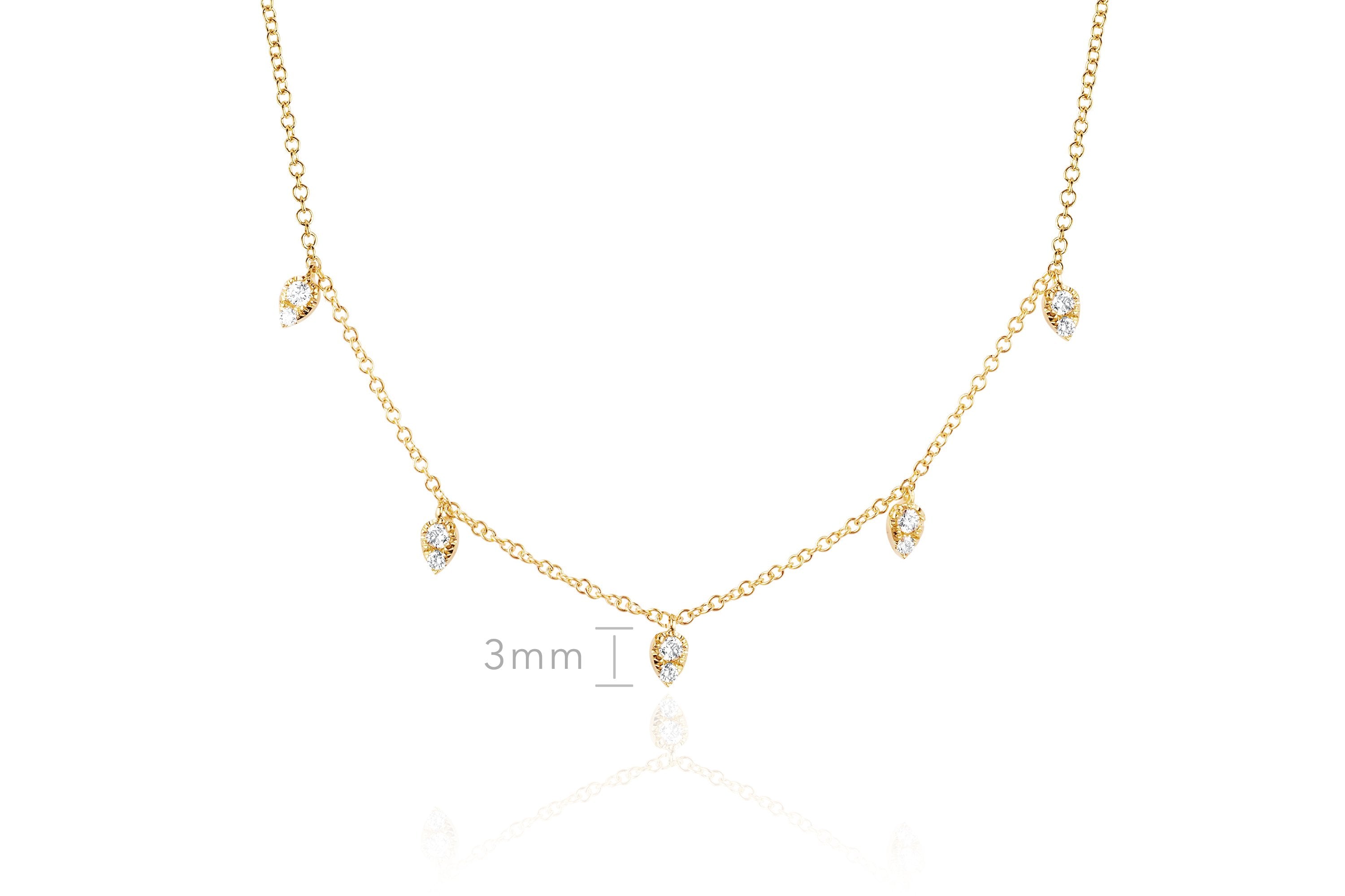 Diamond 5 Teardrop Choker Necklace