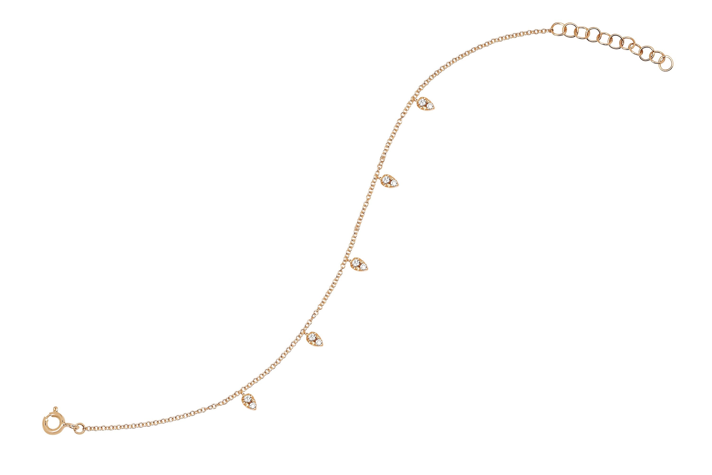 Diamond 5 Mini Teardrop Chain Anklet
