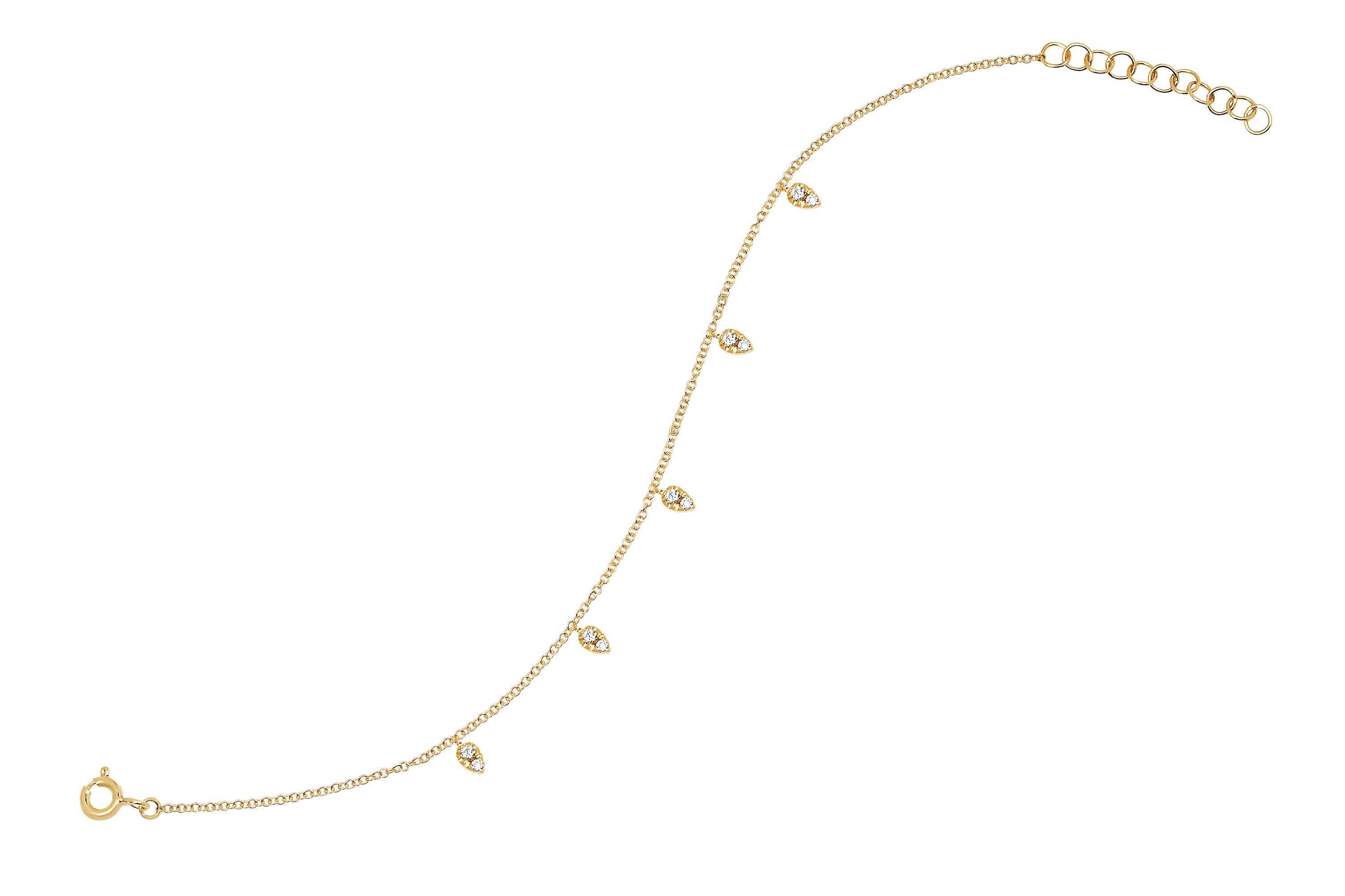 Diamond 5 Mini Teardrop Chain Anklet