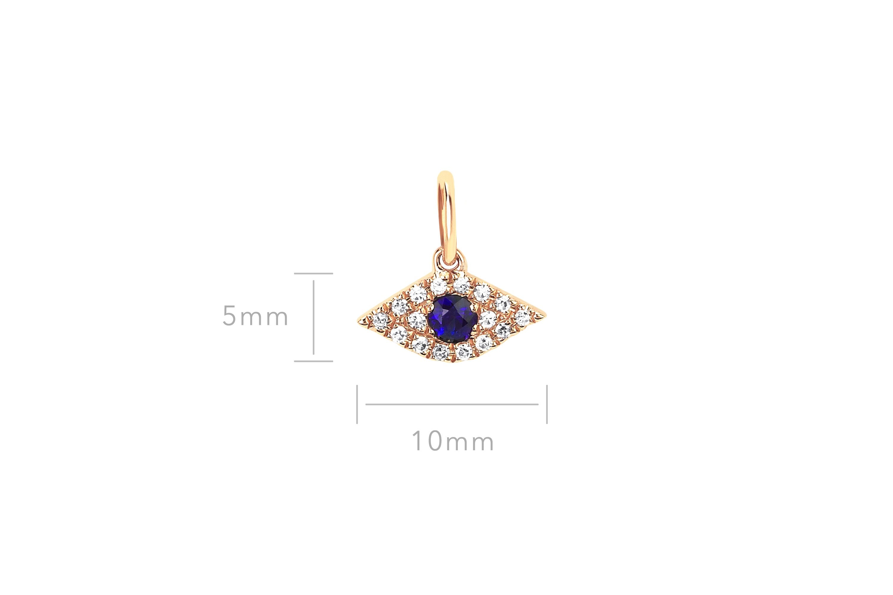 Diamond Evil Eye With Blue Sapphire Necklace Charm