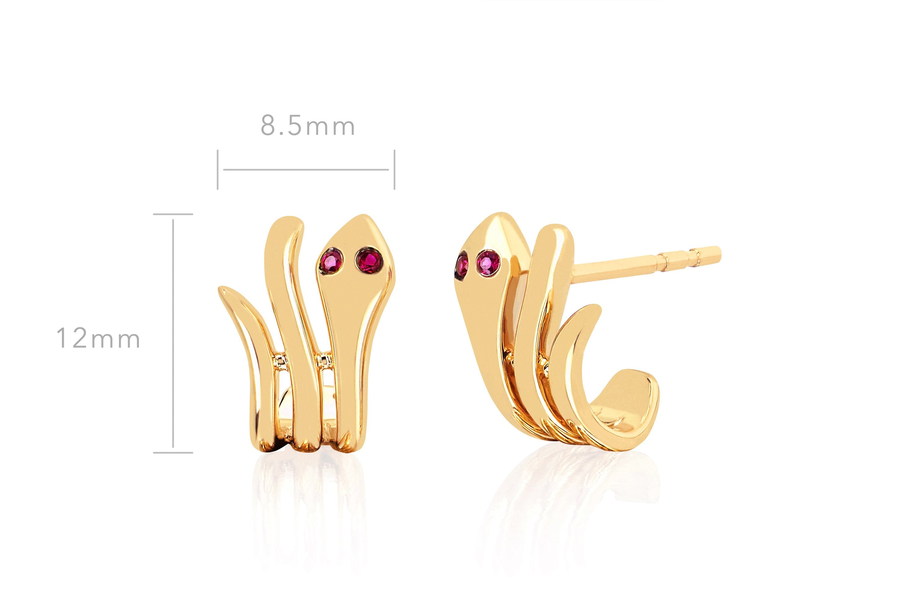 Gold Snake Earring With Ruby Eyes