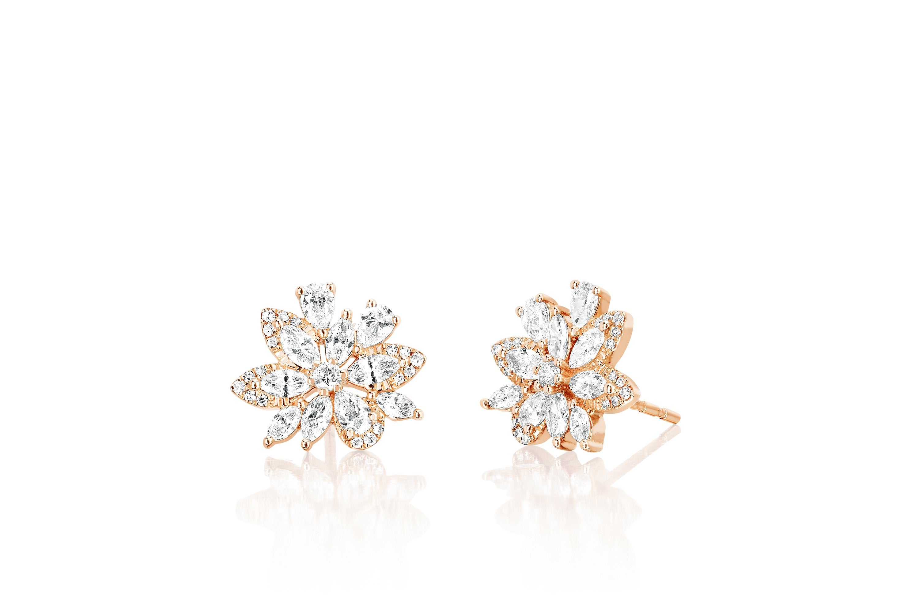 Marquise Diamond Cluster Stud Earring