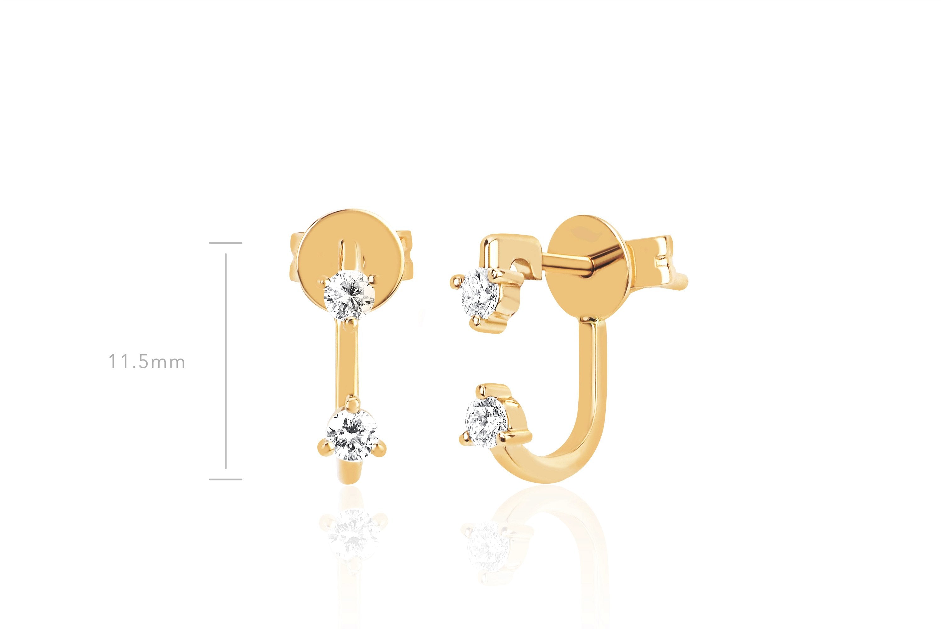Double Prong Set Diamond Earring
