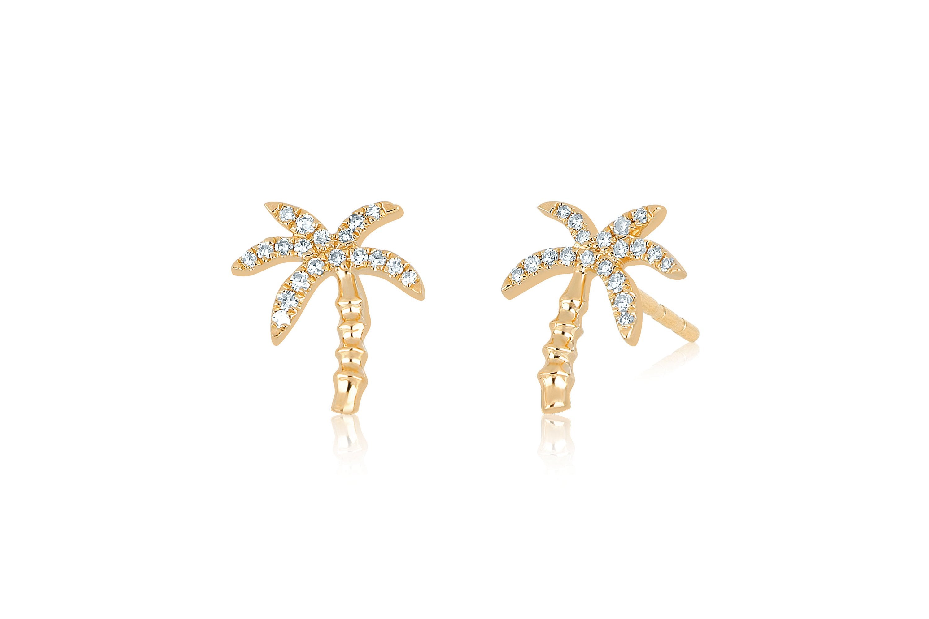Diamond Wild Palm Stud Earring