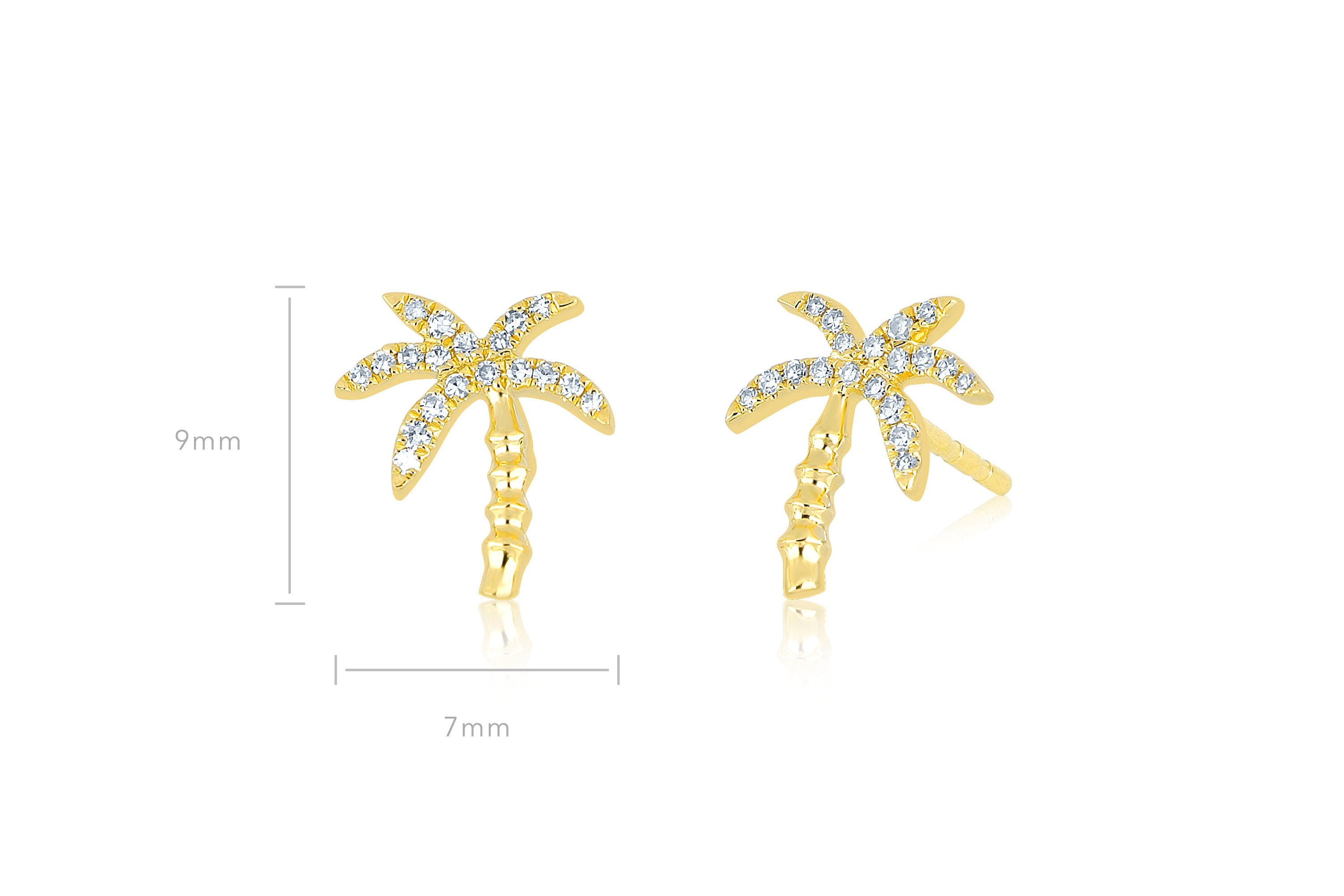Diamond Wild Palm Stud Earring