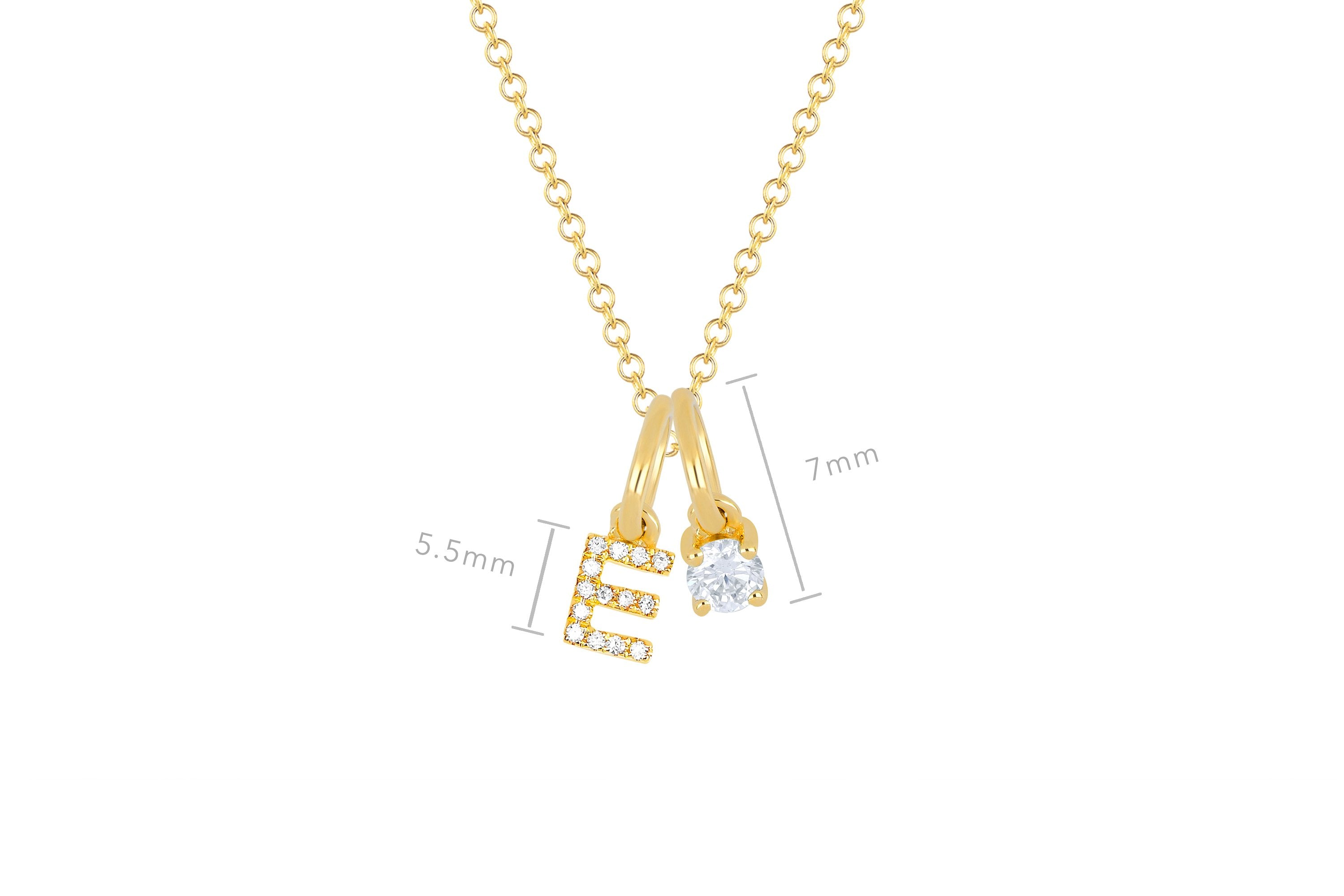 Diamond Birthstone Initial Charm Necklace