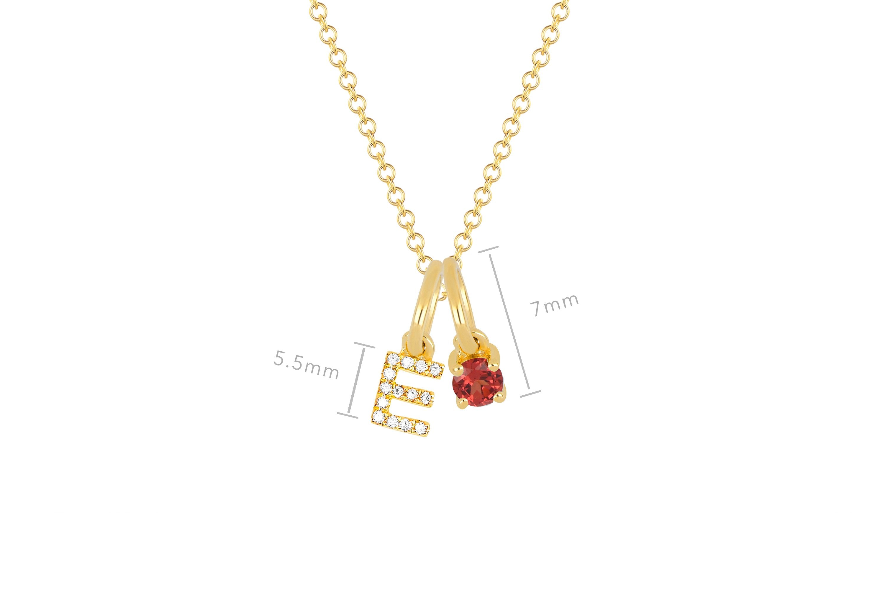 Garnet Birthstone Initial Charm Necklace
