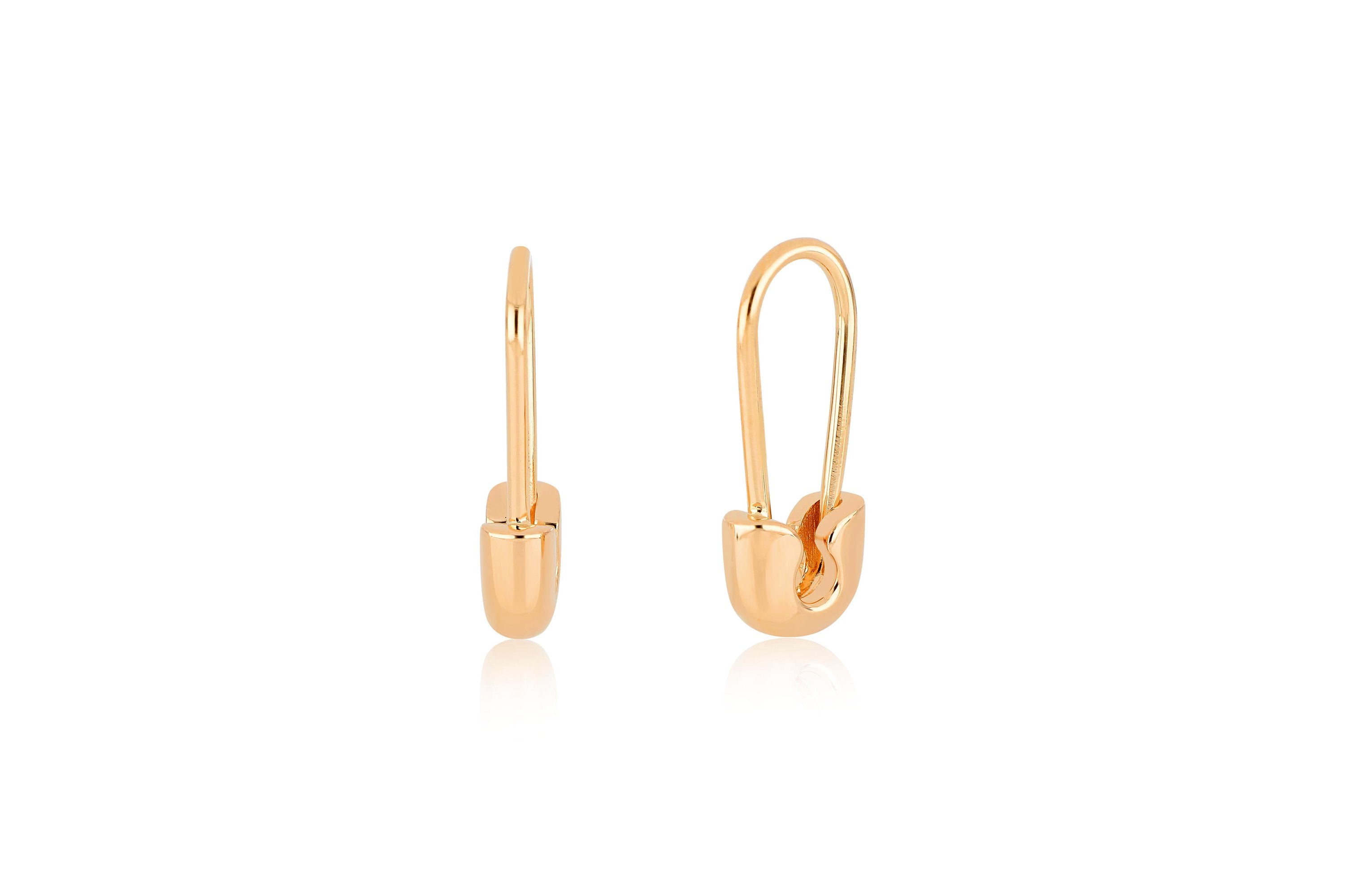 Single Gold Safety Pin Earring