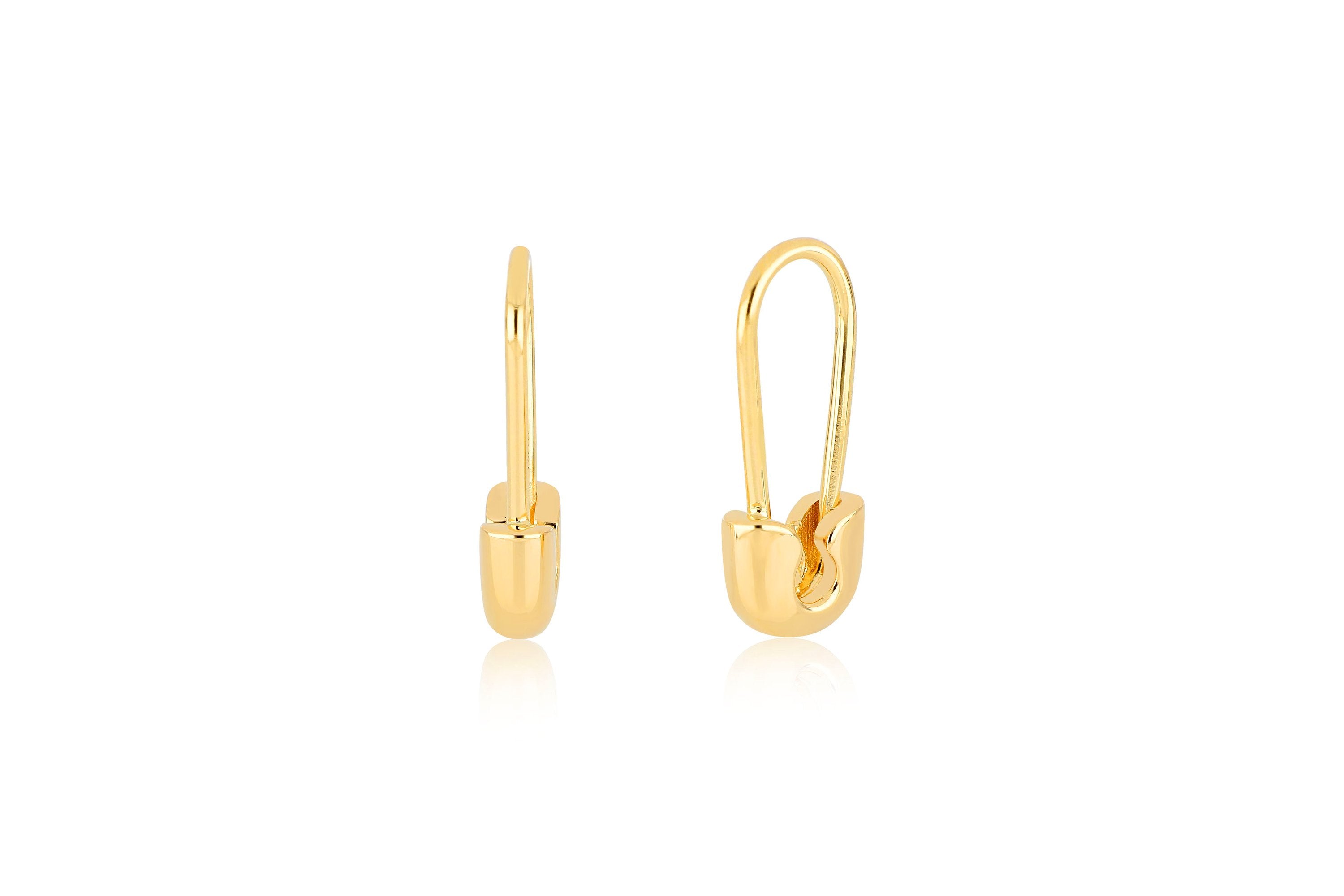 Single Gold Safety Pin Earring