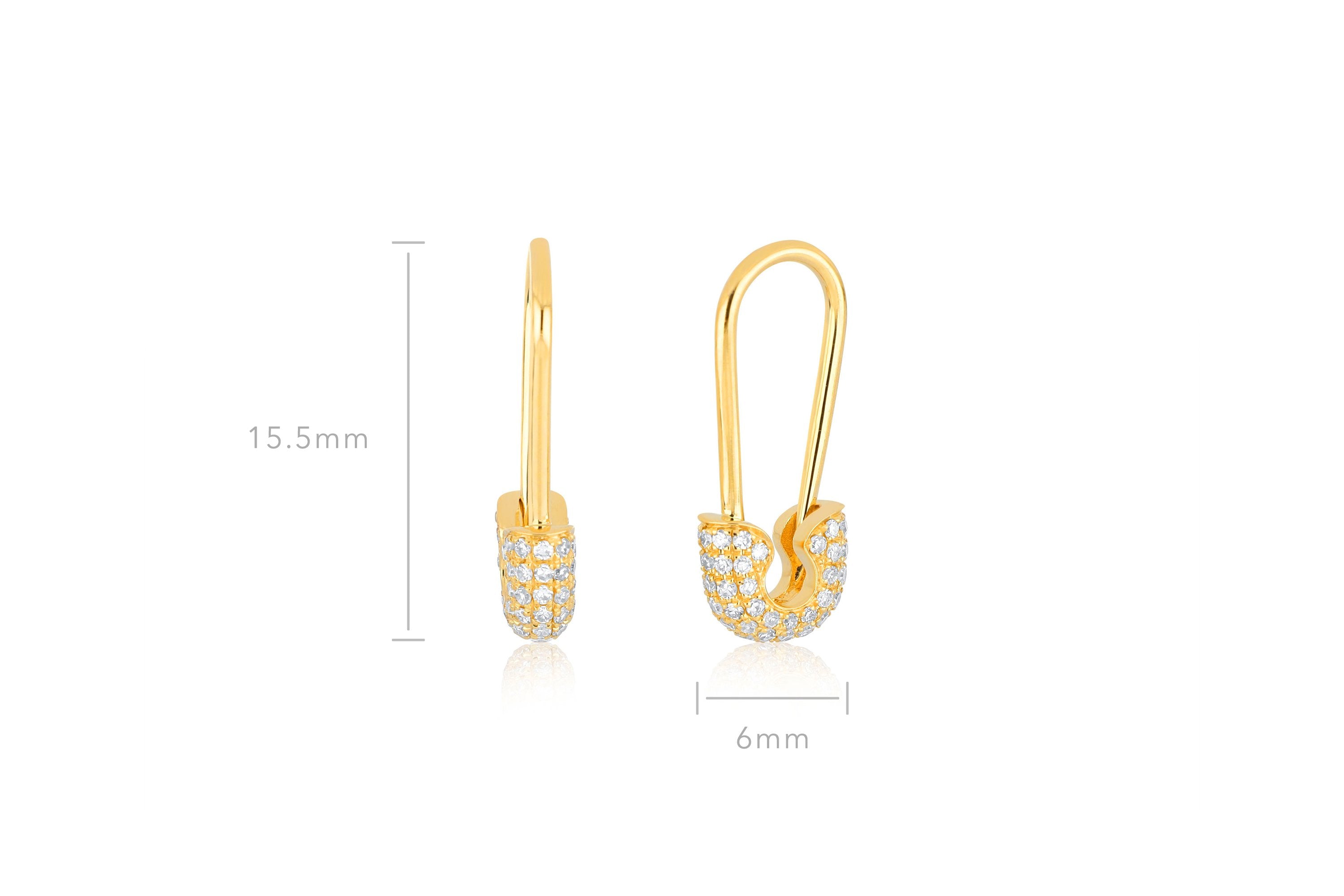 Single Diamond Safety Pin Earring