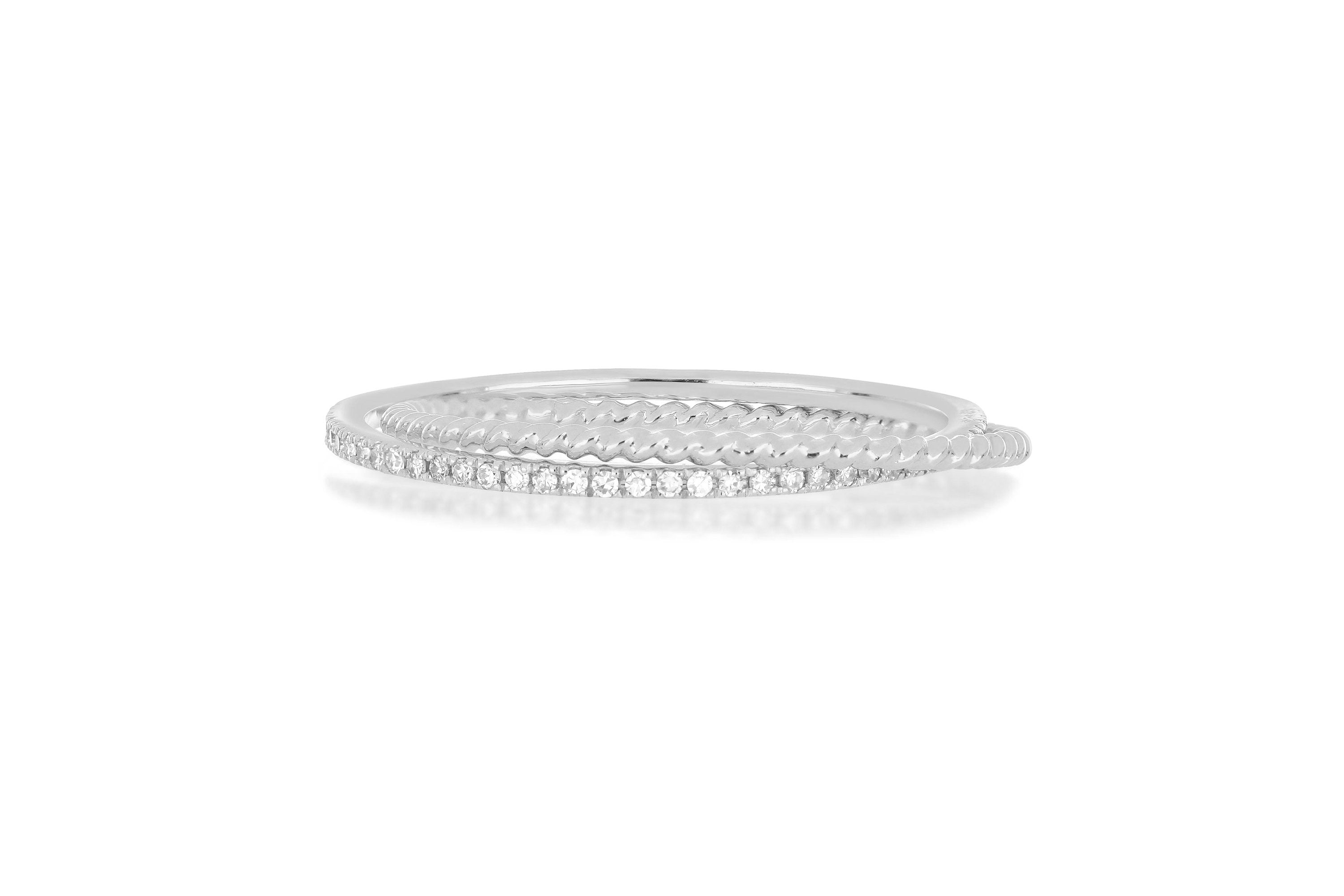 Interlocking Diamond And Gold Twist Ring