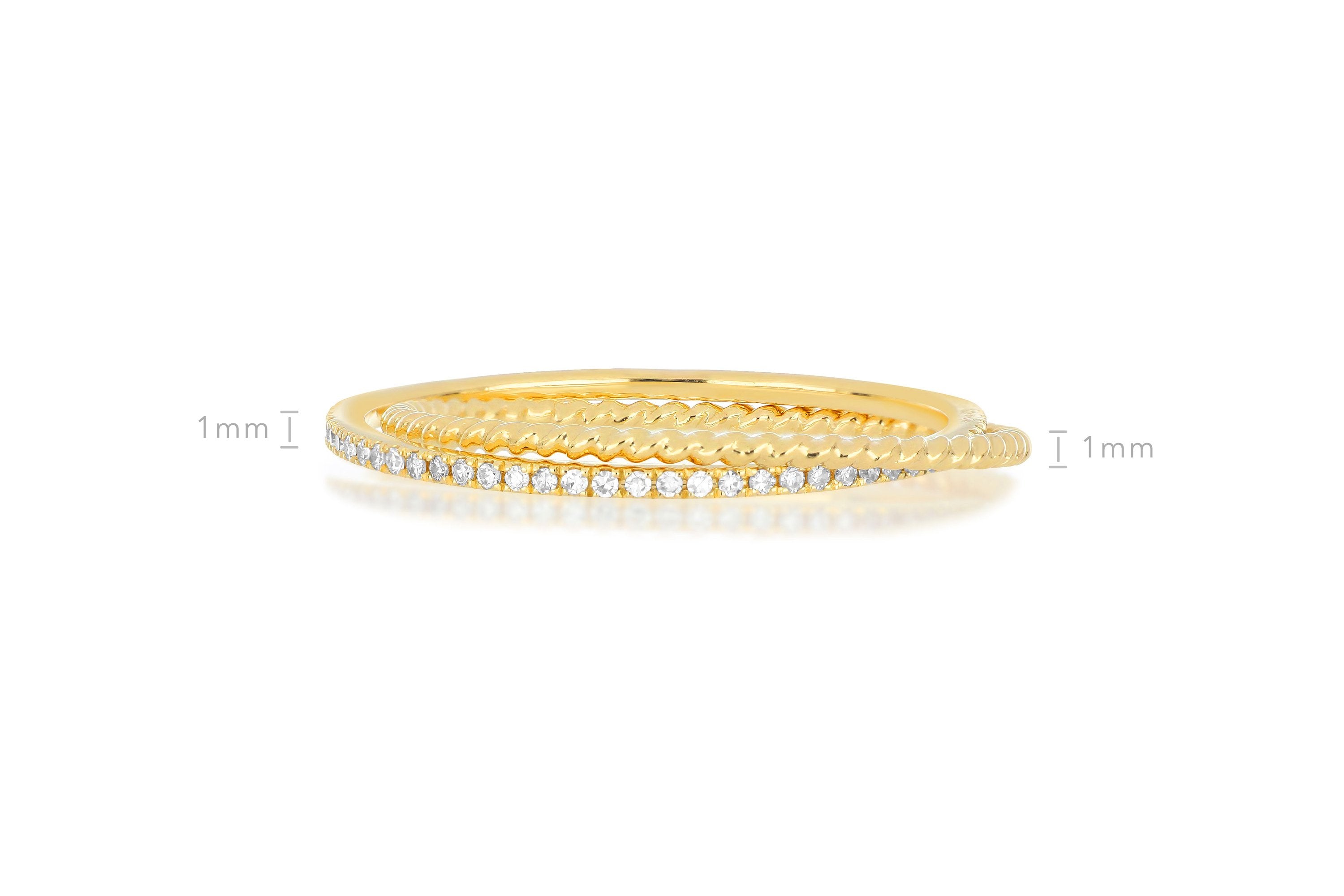 Interlocking Diamond And Gold Twist Ring
