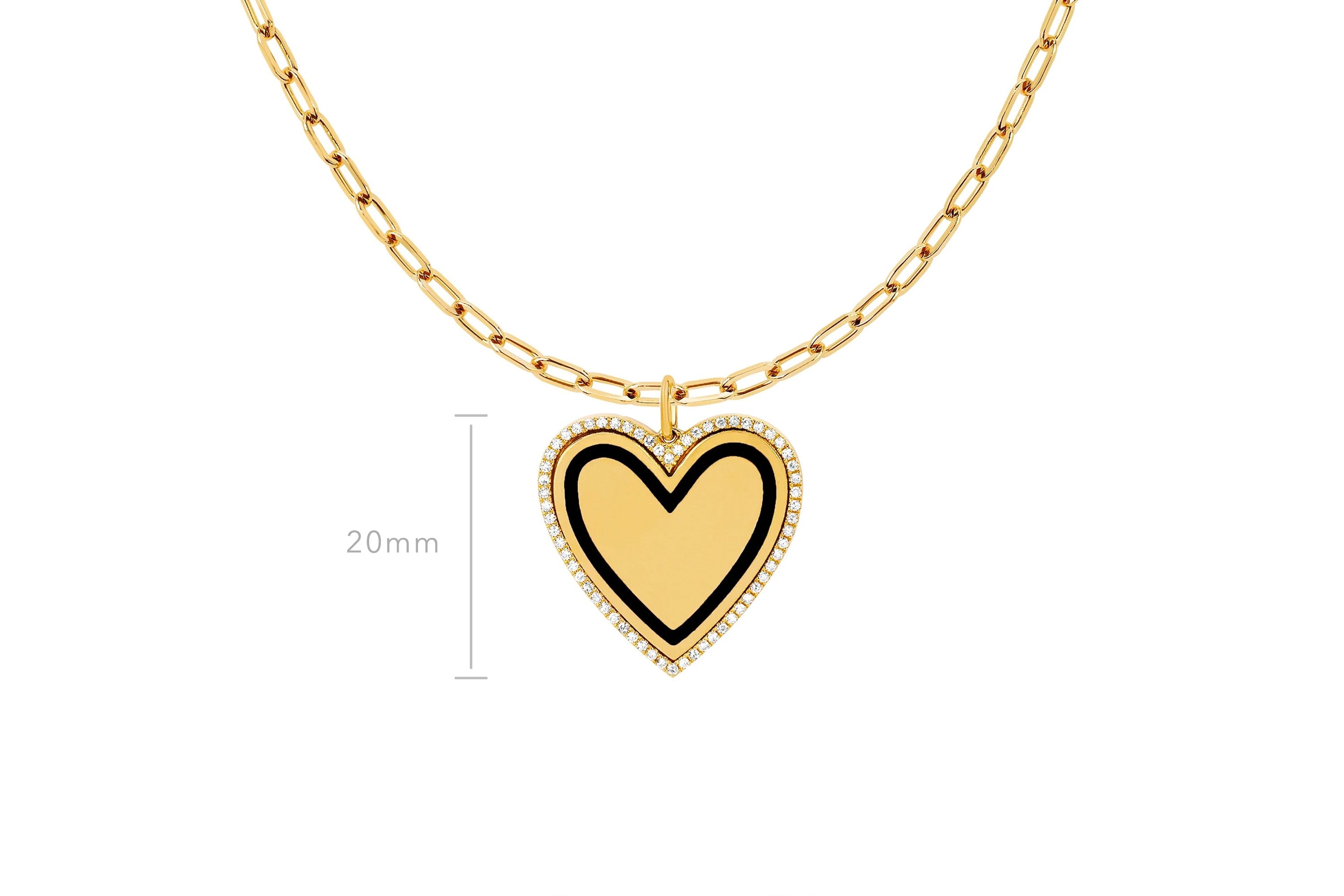Diamond & Enamel Heart With Mini Link Chain Necklace