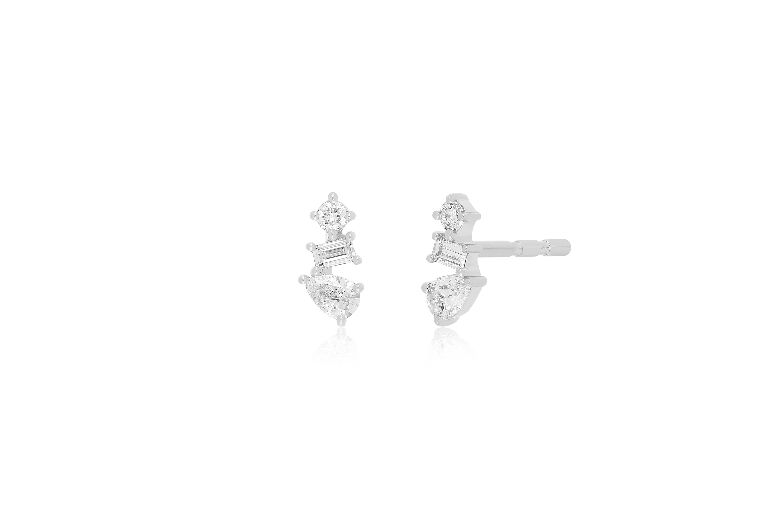 Multi Faceted Diamond Stud Earring