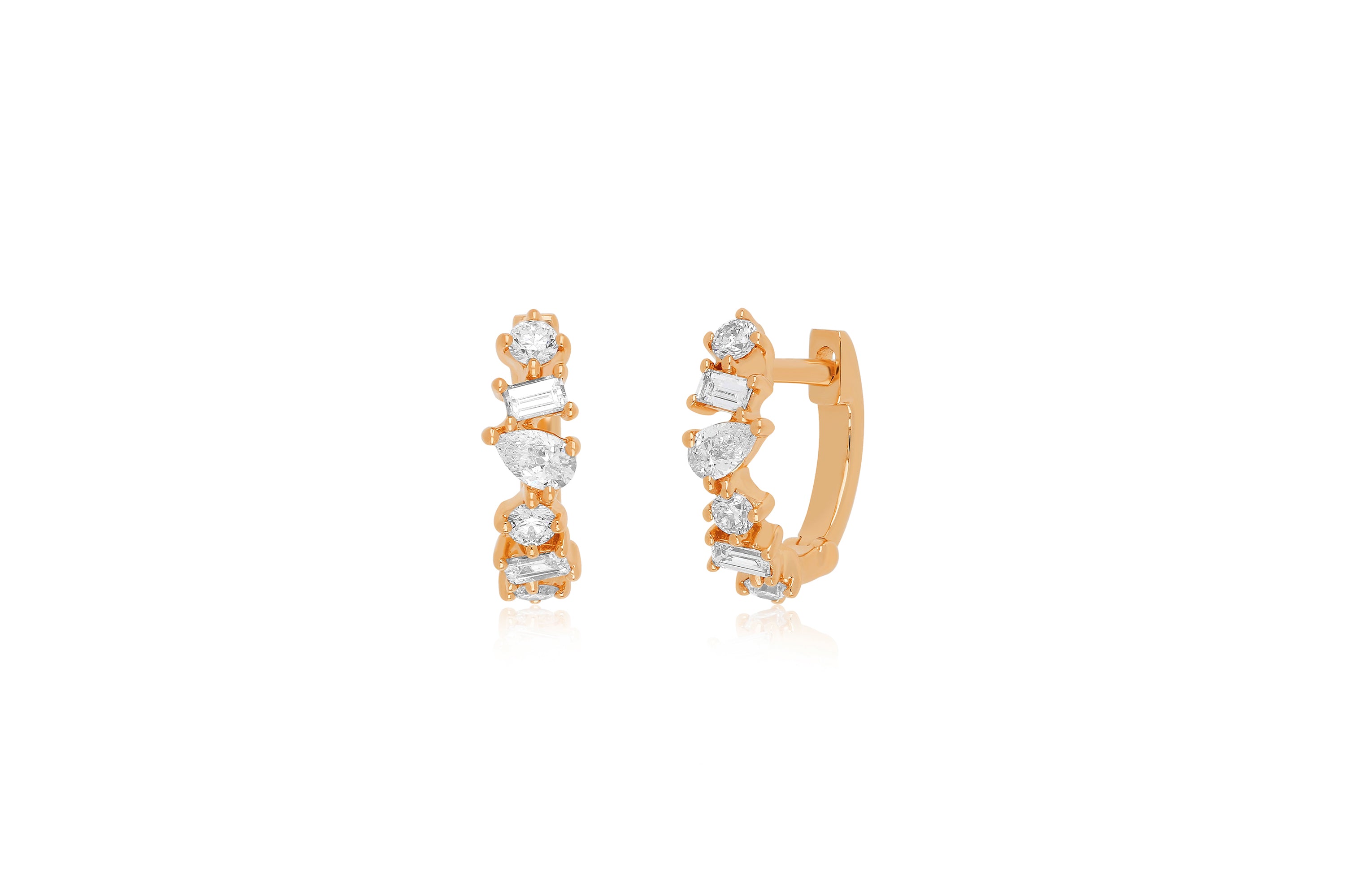 Multi Faceted Diamond Mini Huggie Earring