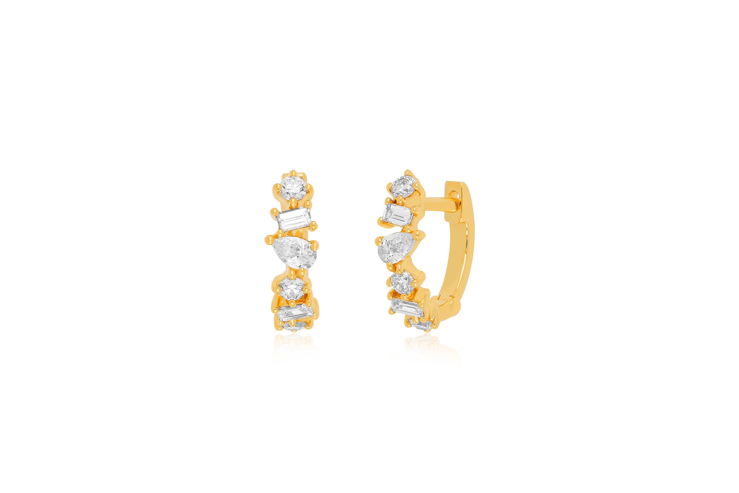 Multi Faceted Diamond Mini Huggie Earring