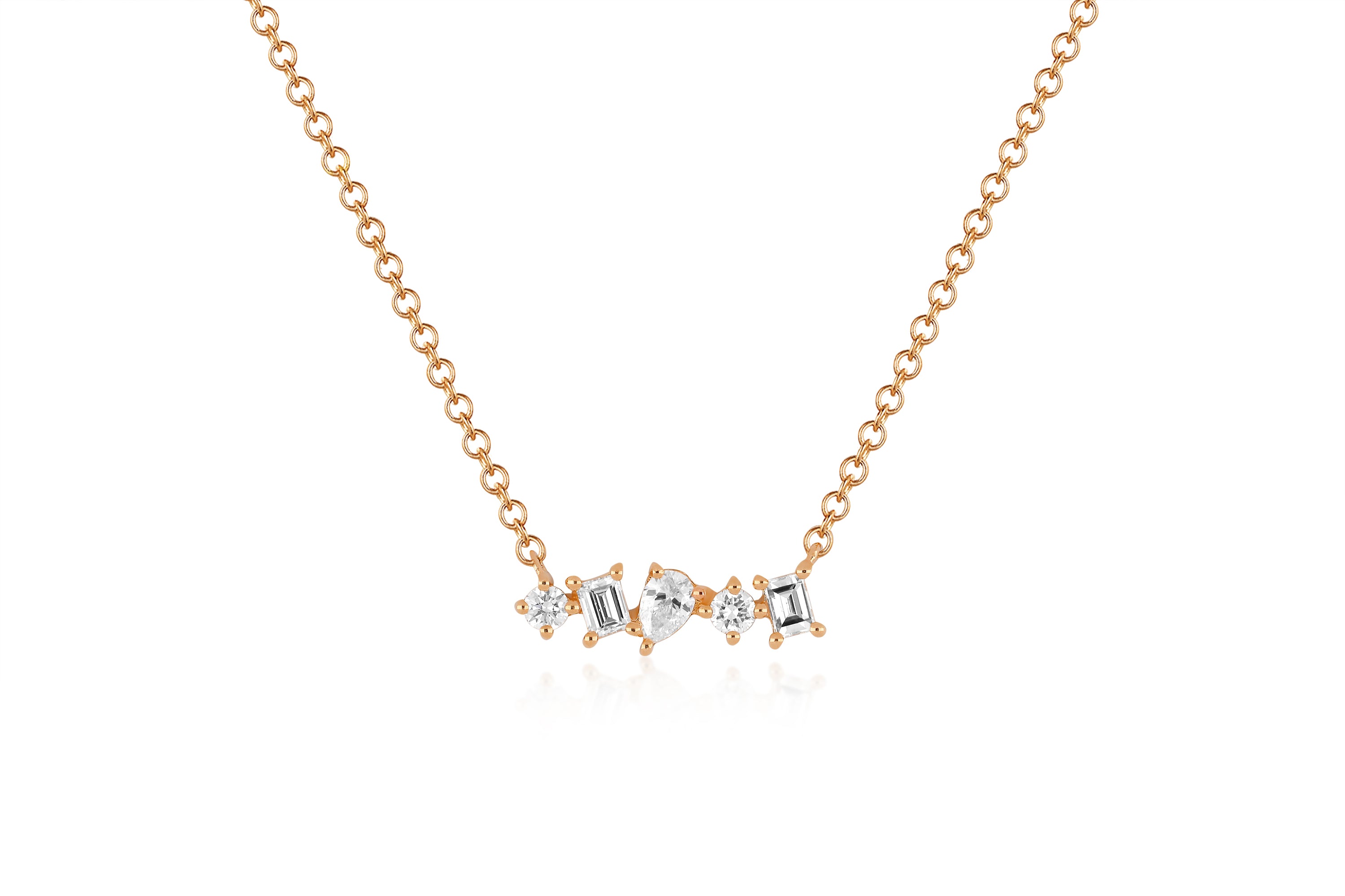 Multi Faceted Diamond Mini Bar Necklace