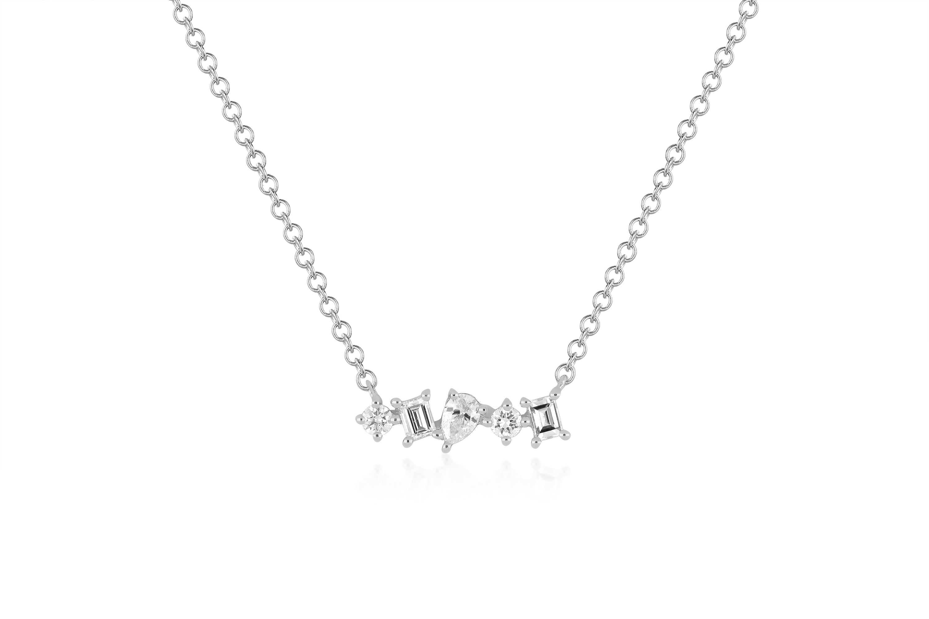 Multi Faceted Diamond Mini Bar Necklace