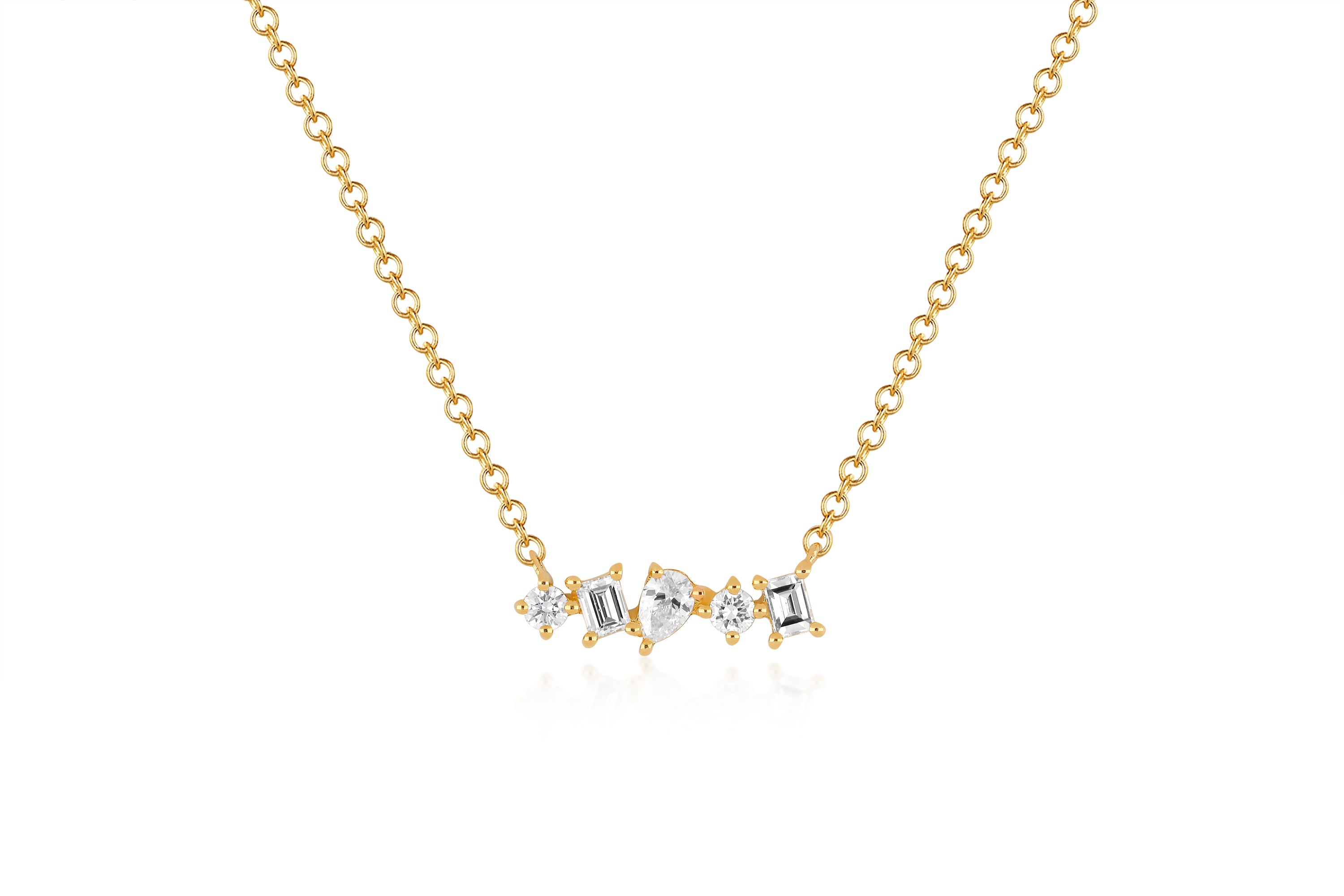 Multi Faceted Diamond Mini Bar Necklace