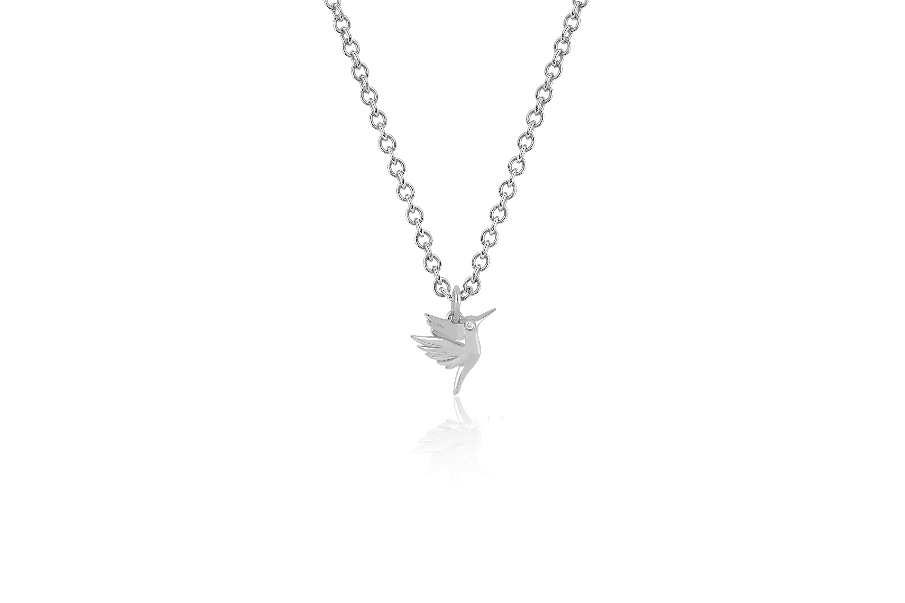 Hummingbird Necklace with Diamond Eye