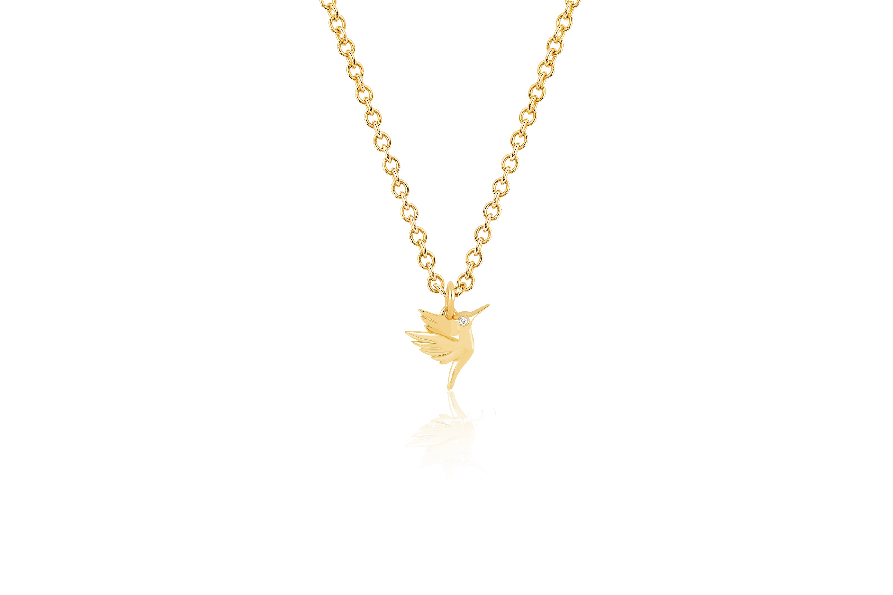 Hummingbird Necklace with Diamond Eye